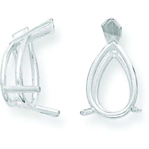 14K White Gold 3 Prong Pear V-End Setting (1.50X2.50 To 25.00X35.00Mm)