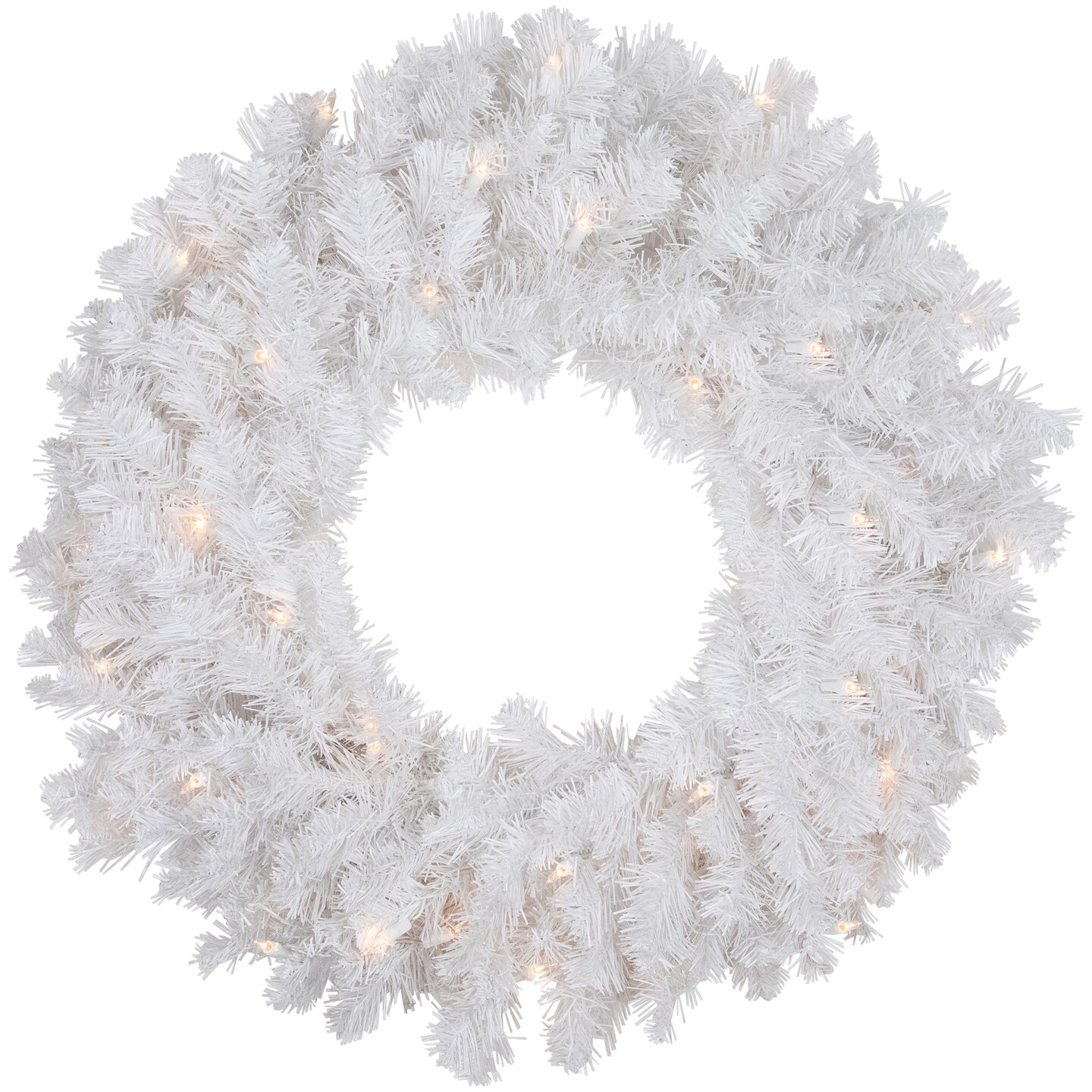 Northlight Pre-Lit Snow White Artificial Christmas Wreath - 24" - Clear Lights