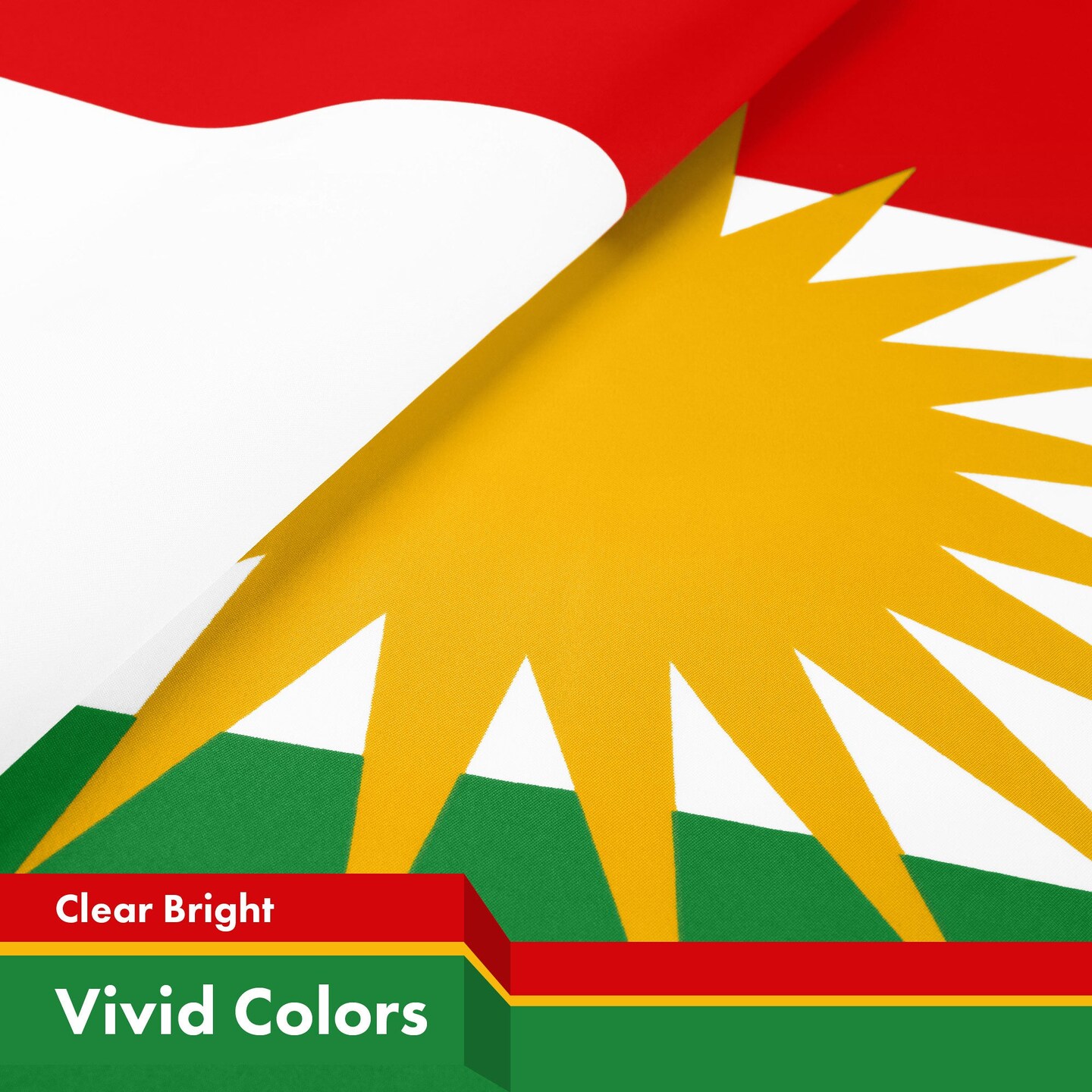 G128 Kurdistan Region Flag | 3x5 Ft | LiteWeave Pro Series Printed 150D Polyester | Country Flag, Indoor/Outdoor, Vibrant Colors, Brass Grommets, Thicker and More Durable Than 100D 75D Polyester