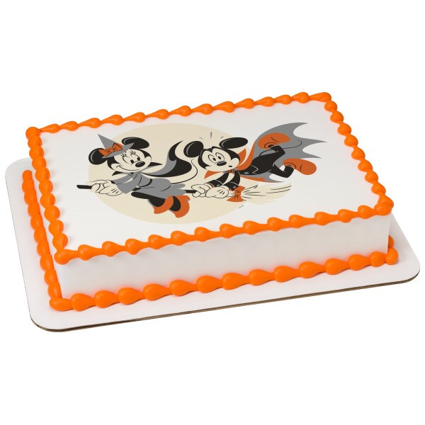 Mickey Mouse and Minnie Mouse Happy Halloween Edible Cake Topper Image - 1/4 Sheet