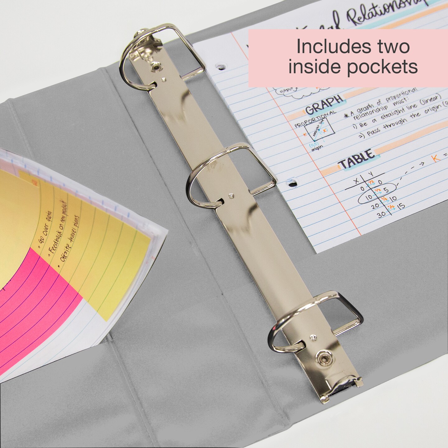 BAZIC Binder View 3&#x22; Grey Slant-D Ring w/ 2 Pockets