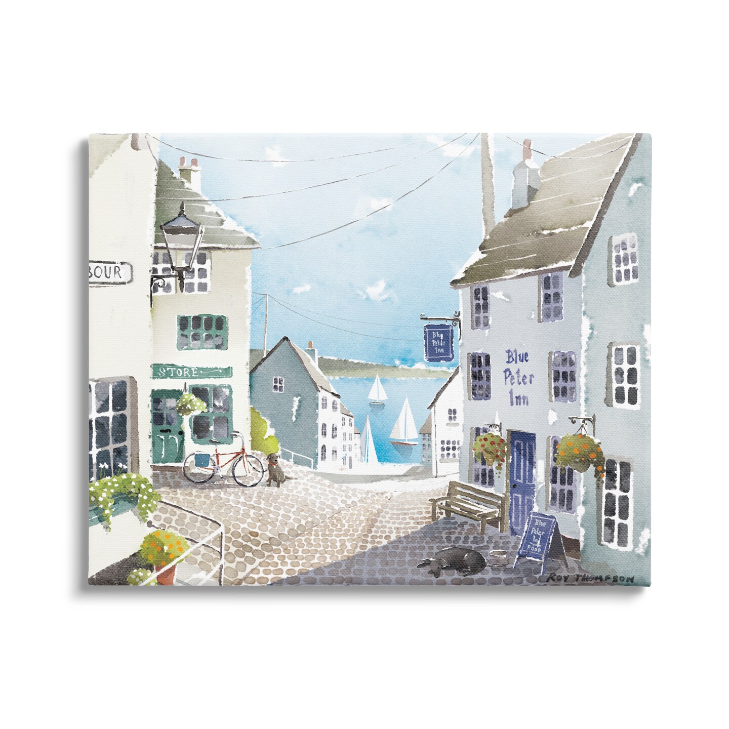Stupell Industries Coastal Town Seaport Sailboats  Canvas Wall Art