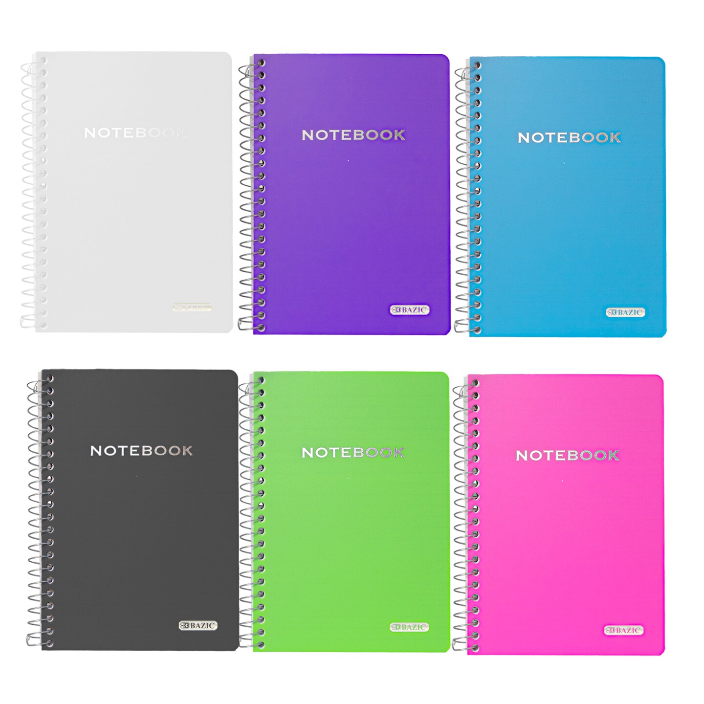 BAZIC Notebook Spiral Poly Cover 5&#x22; X 7&#x22; 100 Ct.
