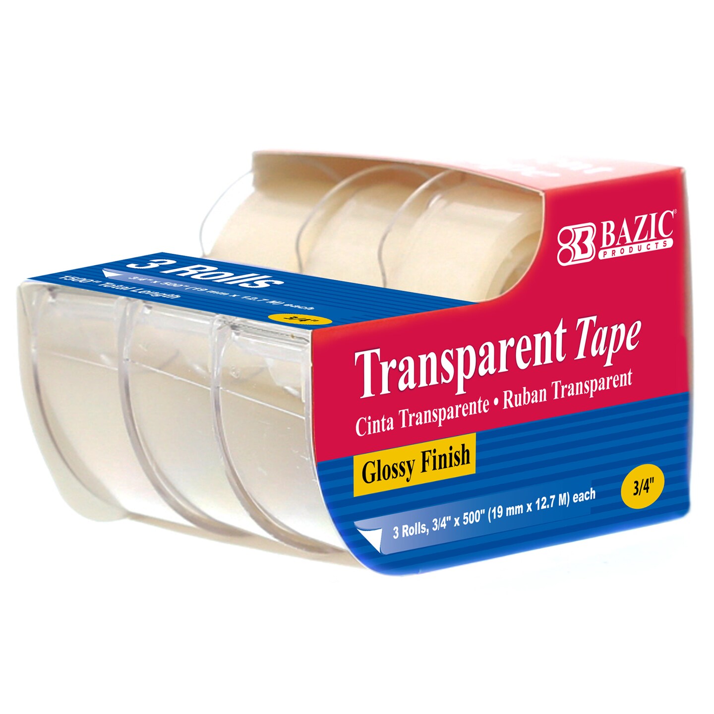 BAZIC Transparent Tape 3/4&#x22; X 500&#x22; (3/Pack)