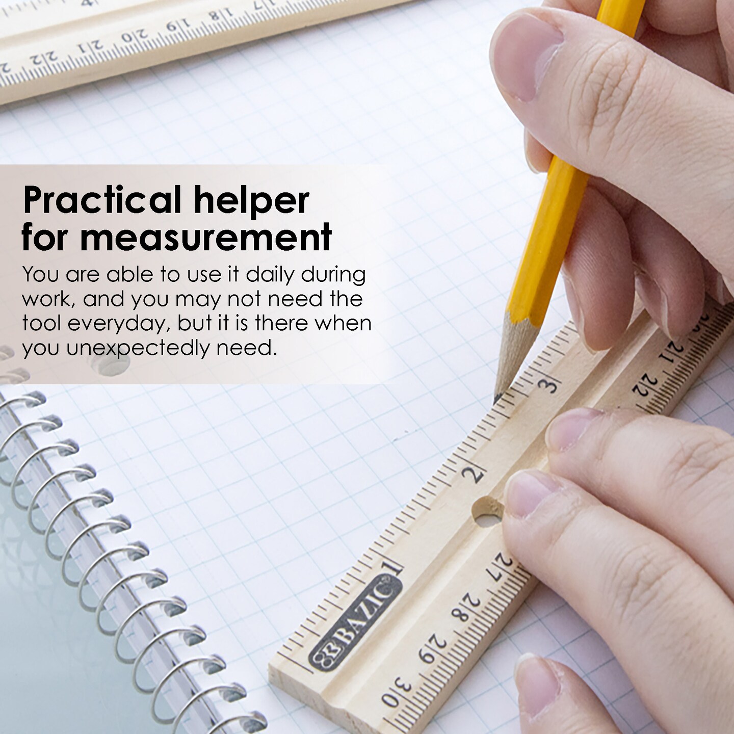 BAZIC Wooden Ruler 12&#x22; (30cm)