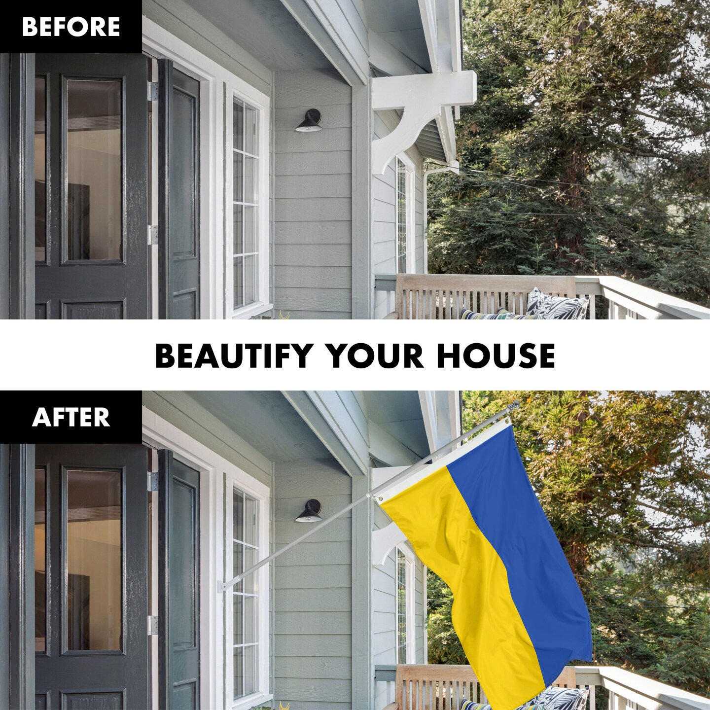 G128 Flag Pole 6FT Silver Tangle Free & Ukraine Ukrainian Flag 3x5 Ft Combo Printed 150D Polyester