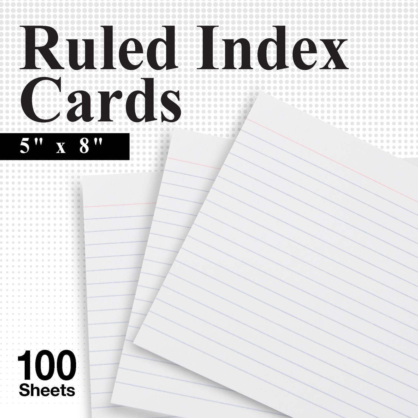BAZIC Ruled White Index Card 5&#x22; X 8&#x22; 100 Ct.
