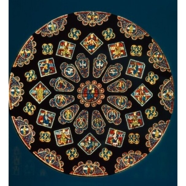 France Chartres Chartres Cathedral Glorification Of The Virgin North Rose Stained Glass Window Print