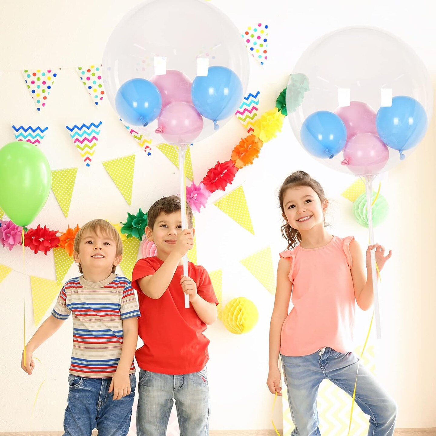 50pcs Balloon Sticks with Cups, 16in Clear Bobo Balloon Holders Large and Long Balloon Stand for Large Balloons Birthday Graduation Wedding Party Decorations