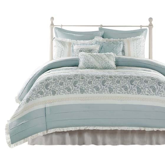 Gracie Mills   Singleton 9-Piece Cotton Percale Comforter Set with Paisley Print - GRACE-87