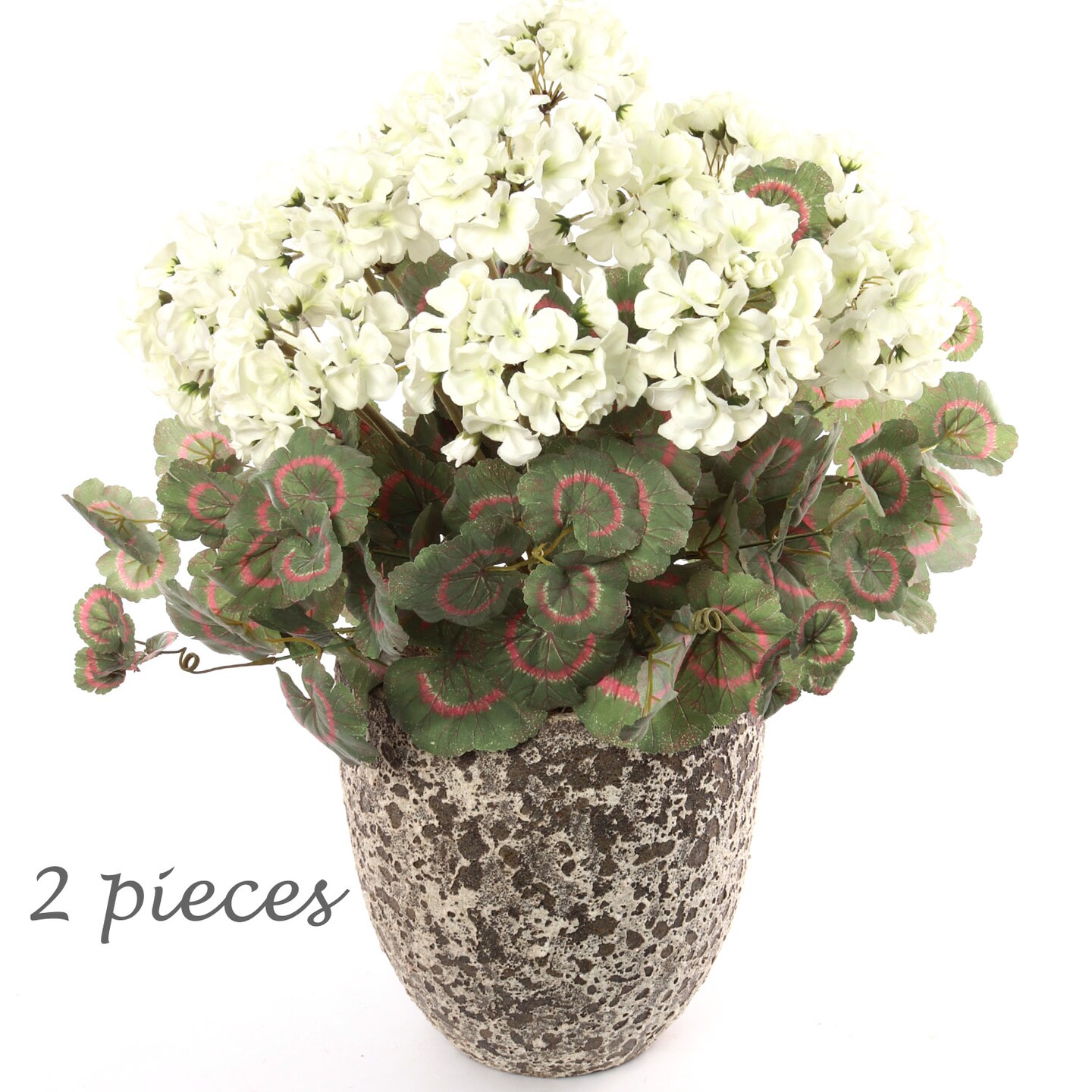 12-Pack: Soft White Geranium Bush - 7 Silk Flowers & Lush Leaves, Indoor/Outdoor Decor, DIY Floral Arrangements - Spring & Summer Display, Floral Home by Artificial Flowers