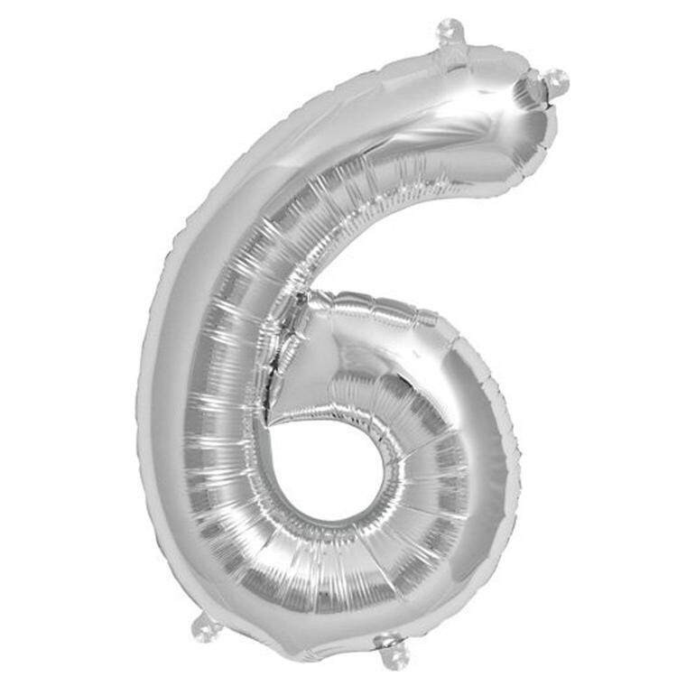 1 pc Silver 16&#x22; Number Festive Mylar Foil Balloon