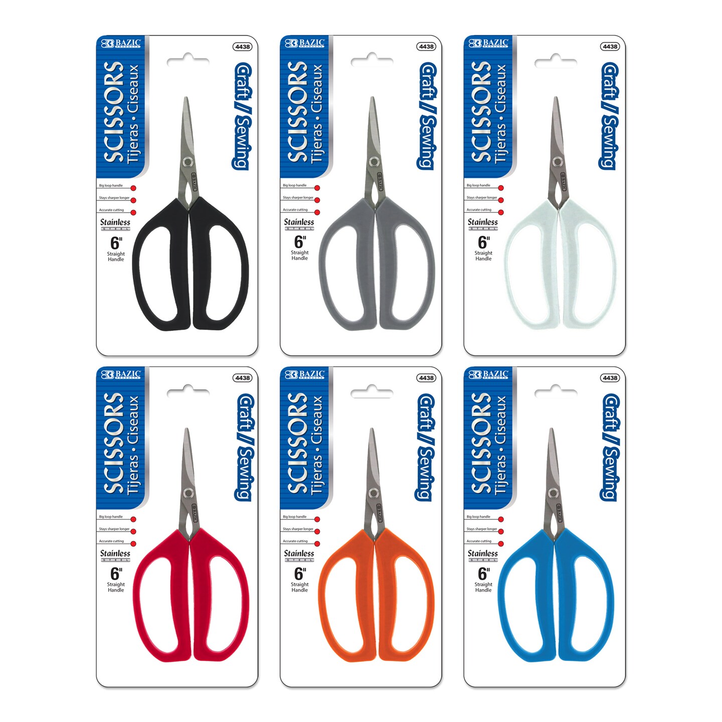 BAZIC Stainless Steel Craft Sewing Scissors 6&#x22;