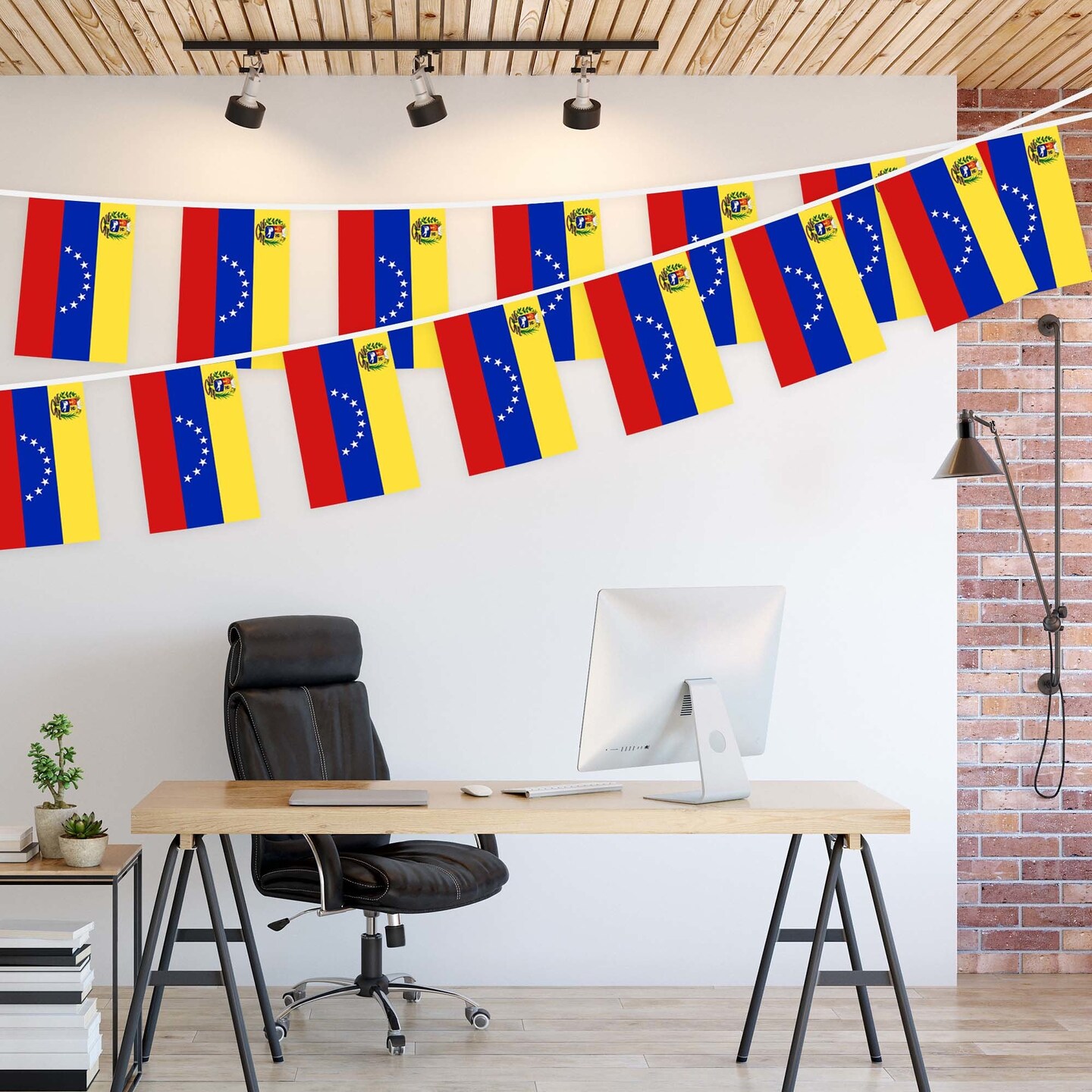 G128 Venezuela &#x9;Venezuelan Bunting Banner | Flag 8.2 x 5.5 Inch, Full String 33 Feet | Printed 150D Polyester, Decorations For Bar, School, Festival Events Celebration