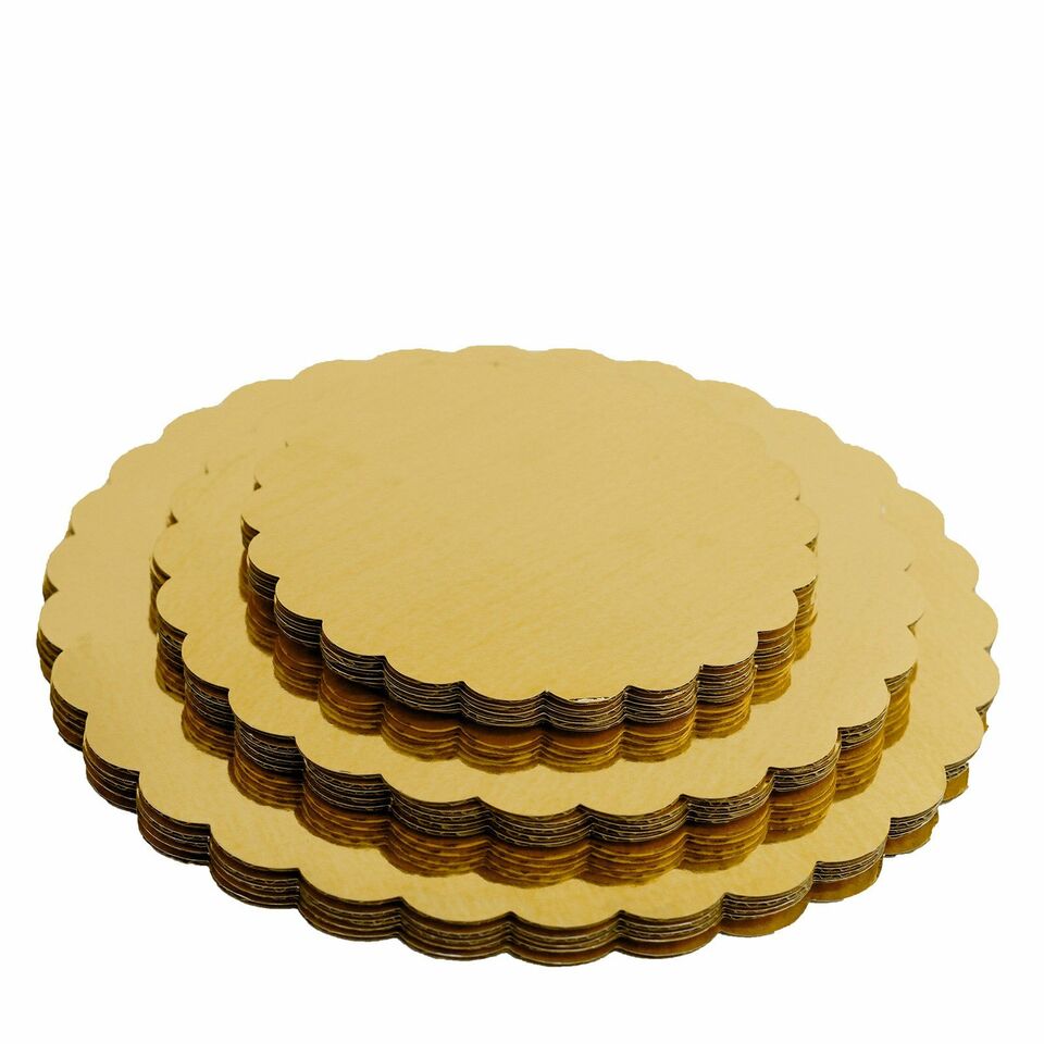 18 Gold Metallic Round CAKE BOARDS Disposable Dessert Holders Set