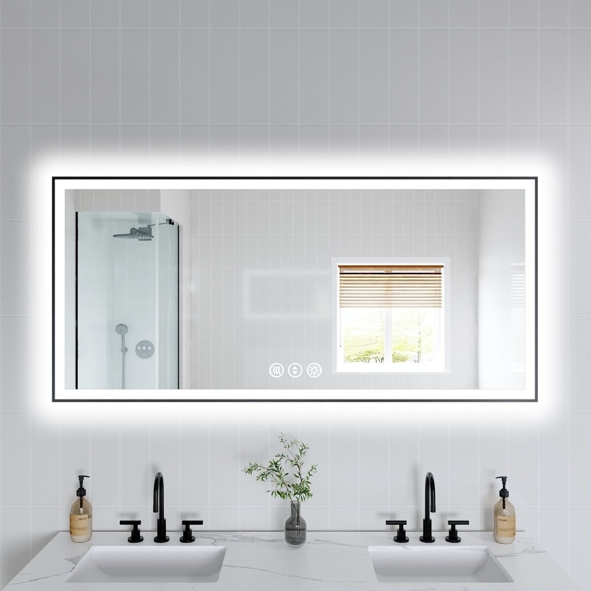 Allsumhome Apex-Noir 60&#x22;x28&#x22; Framed LED Lighted Bathroom Mirror