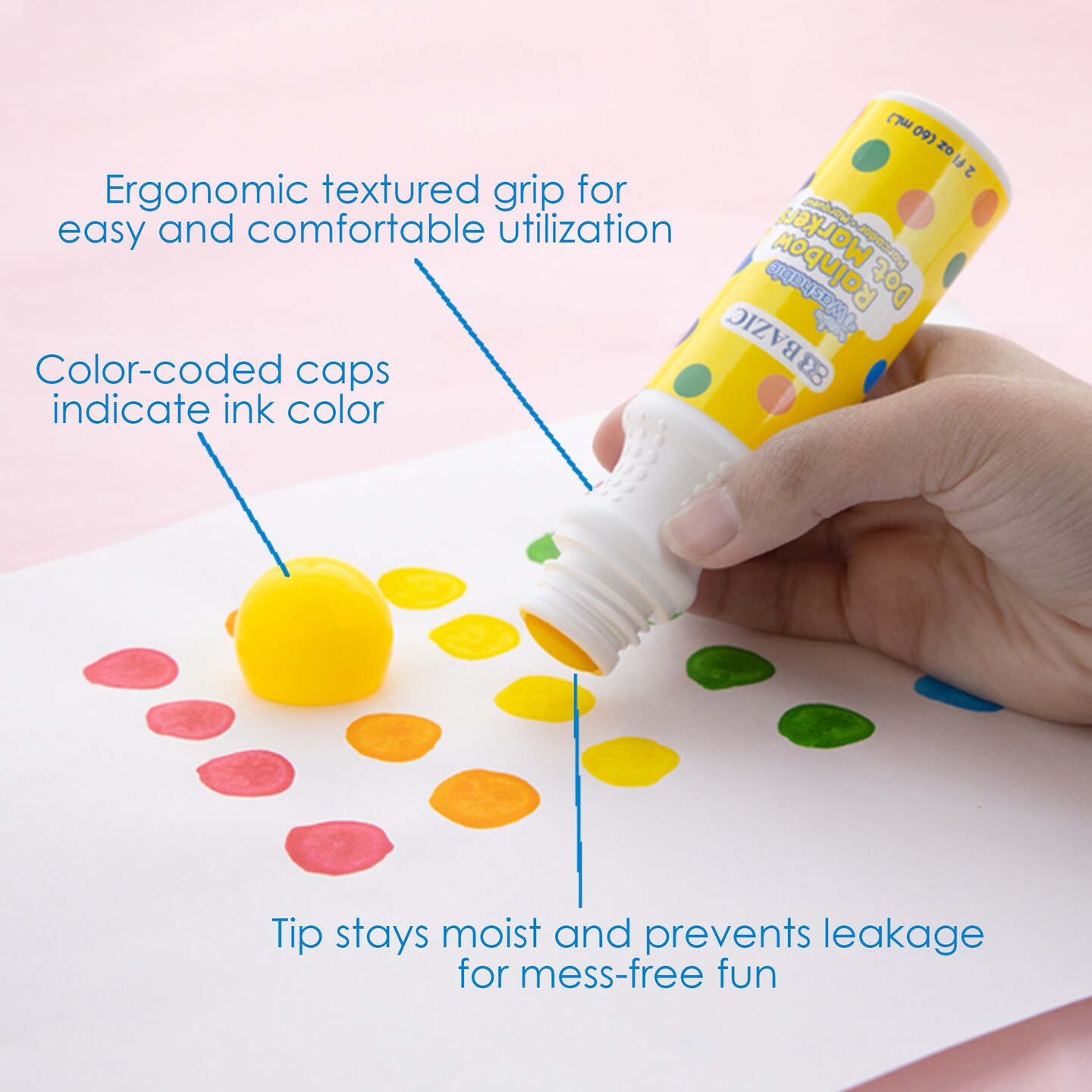 BAZIC Dot Markers Washable (6 Color/Pack)