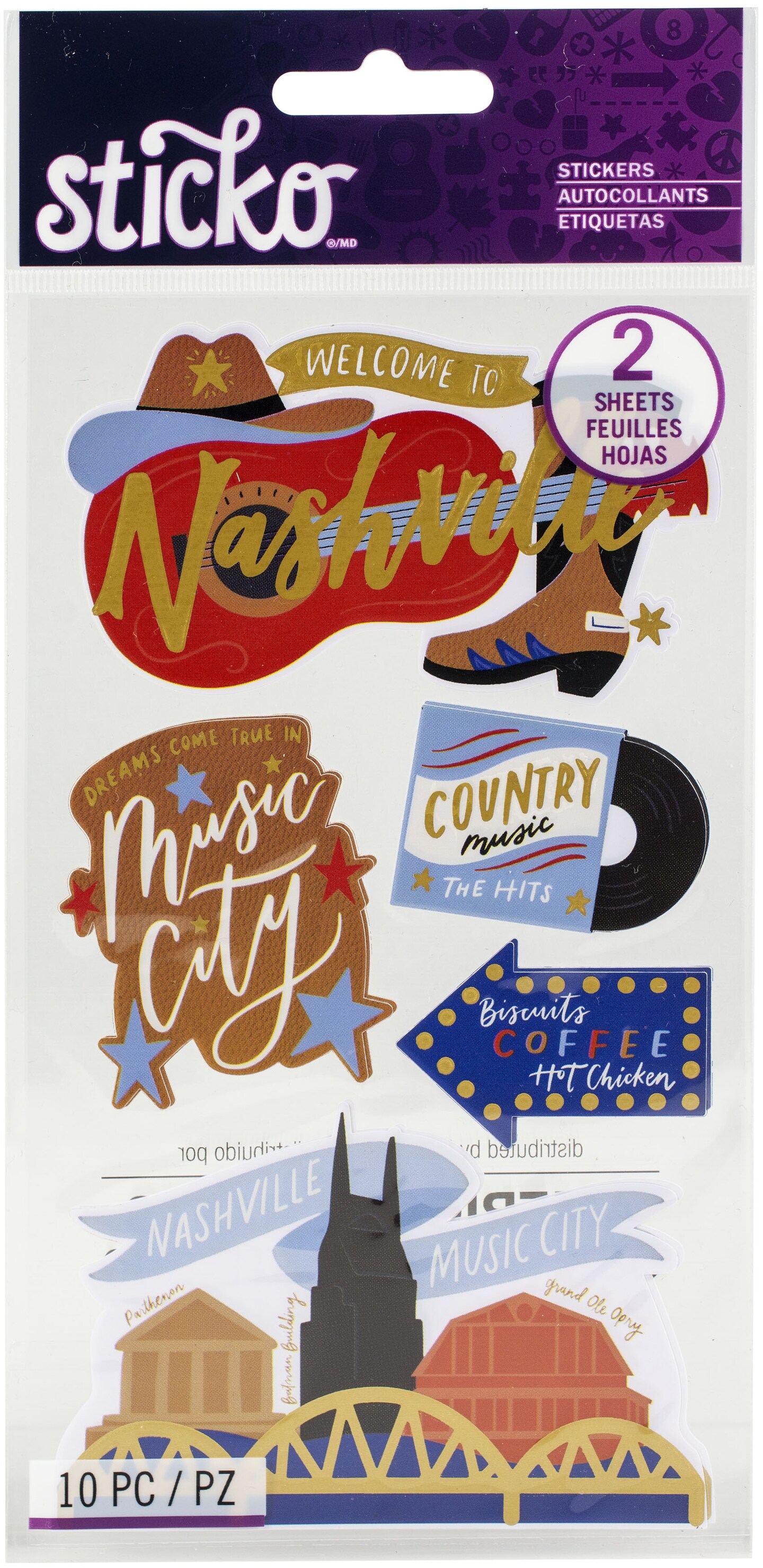 Sticko Nashville Stickers-2 Sheets