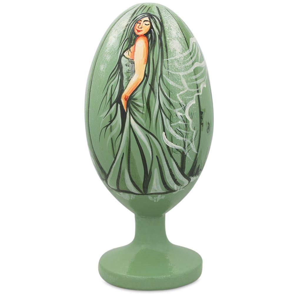 Green Earth Fairy Angel Wooden Figurine 4.75 Inches