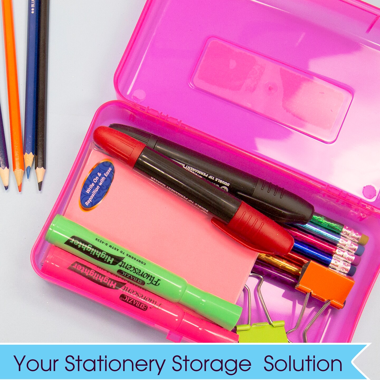 BAZIC Pencil Case Multipurpose Utility Box - Bright Color