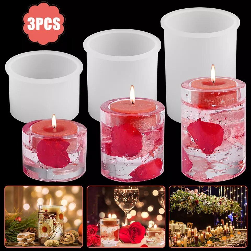 3PCS Silicone Resin Mold Candle Holder
