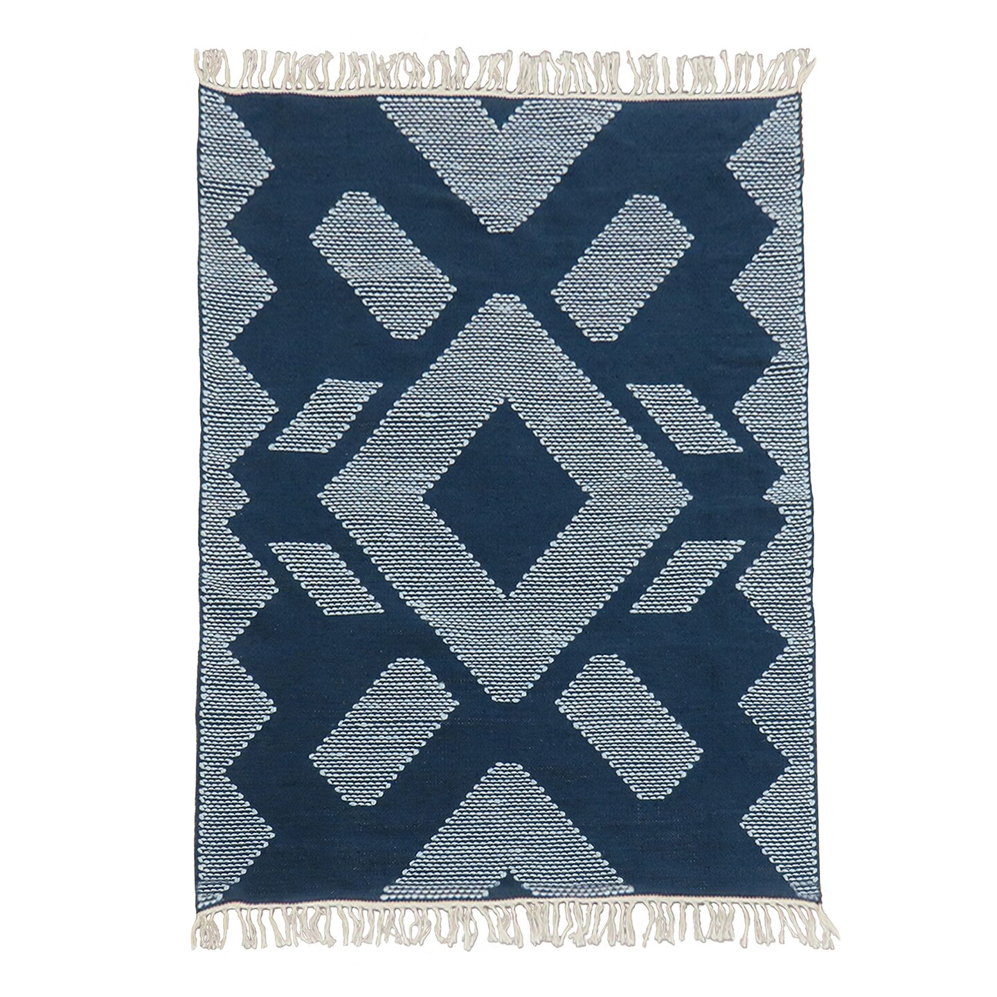 5x7 Hand Woven Outdoor Rug, Indigo Blue