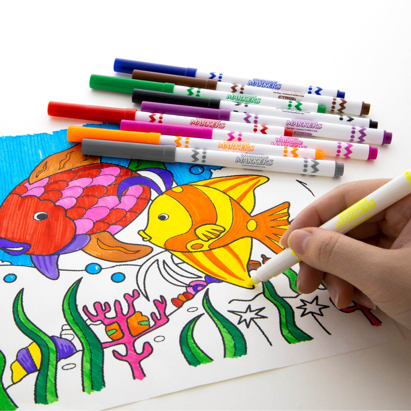 BAZIC Washable Markers Super Tip 10 Color