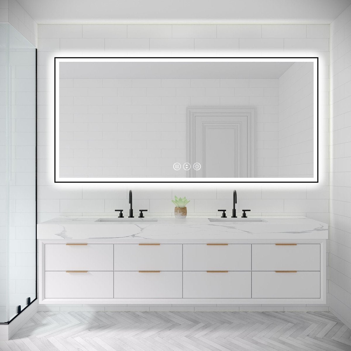 ExBriteUSA Apex-Noir 84&#x22;x40&#x22; Framed LED Lighted Bathroom Mirror