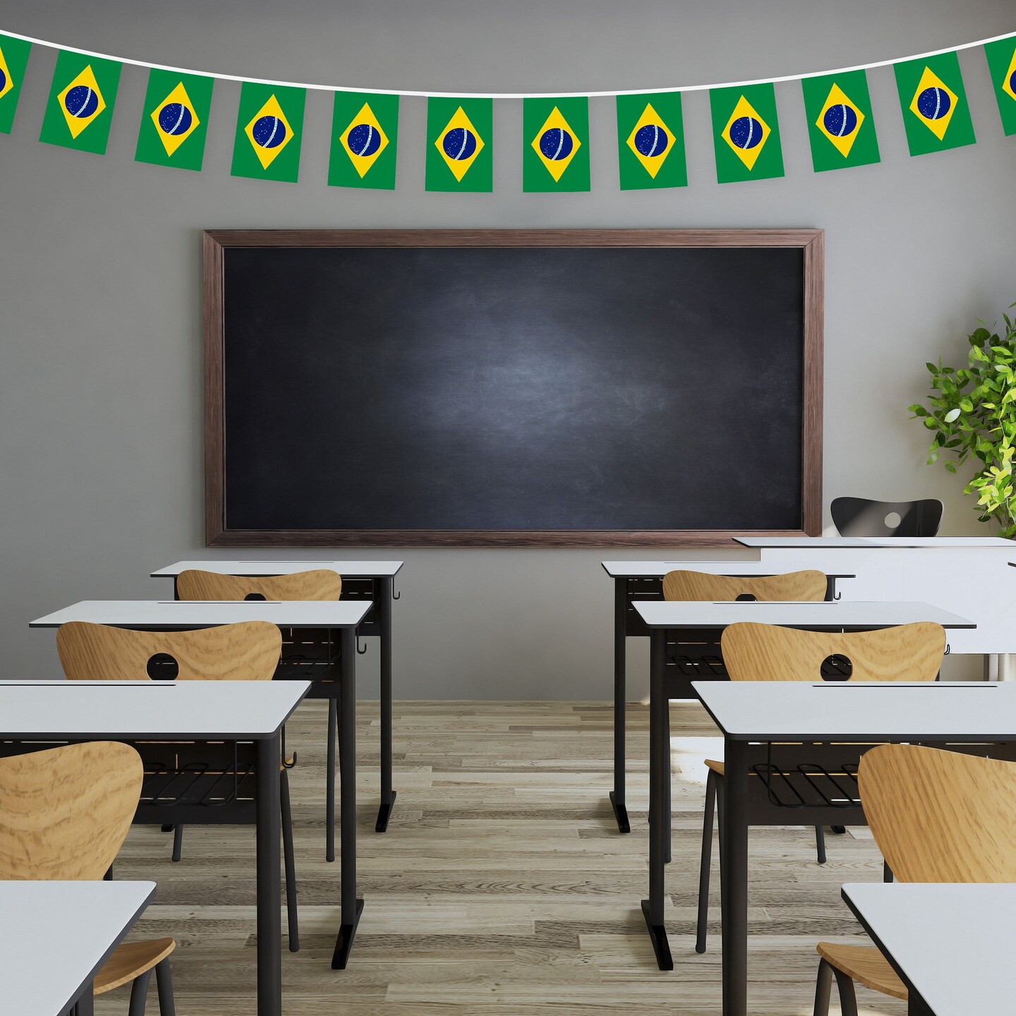G128 Brazil Brazilian Bunting Banner | Flag 8.2 x 5.5 Inch, Full String 33 Feet | Printed 150D Polyester, Decorations For Bar, School, Festival Events Celebration
