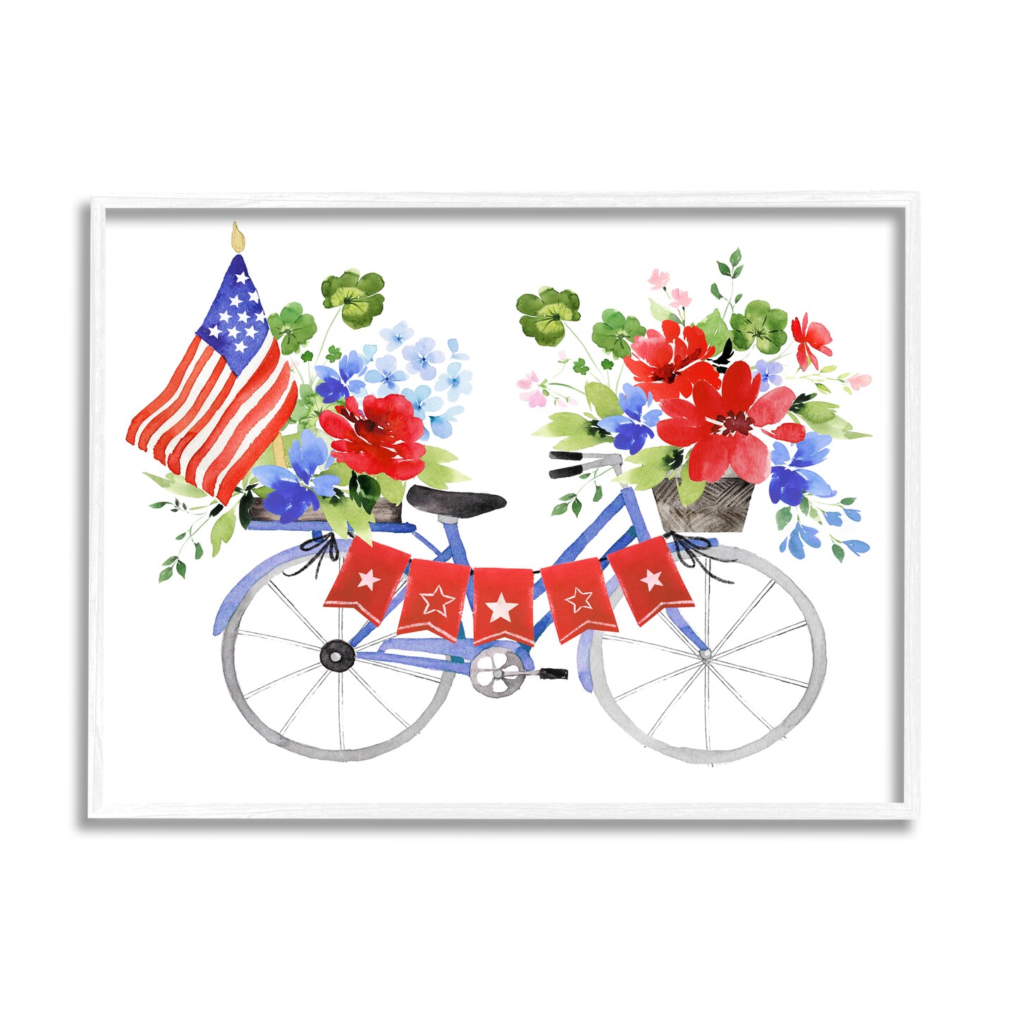 Stupell Industries Floral Americana Bicycle Black Framed Giclee Art