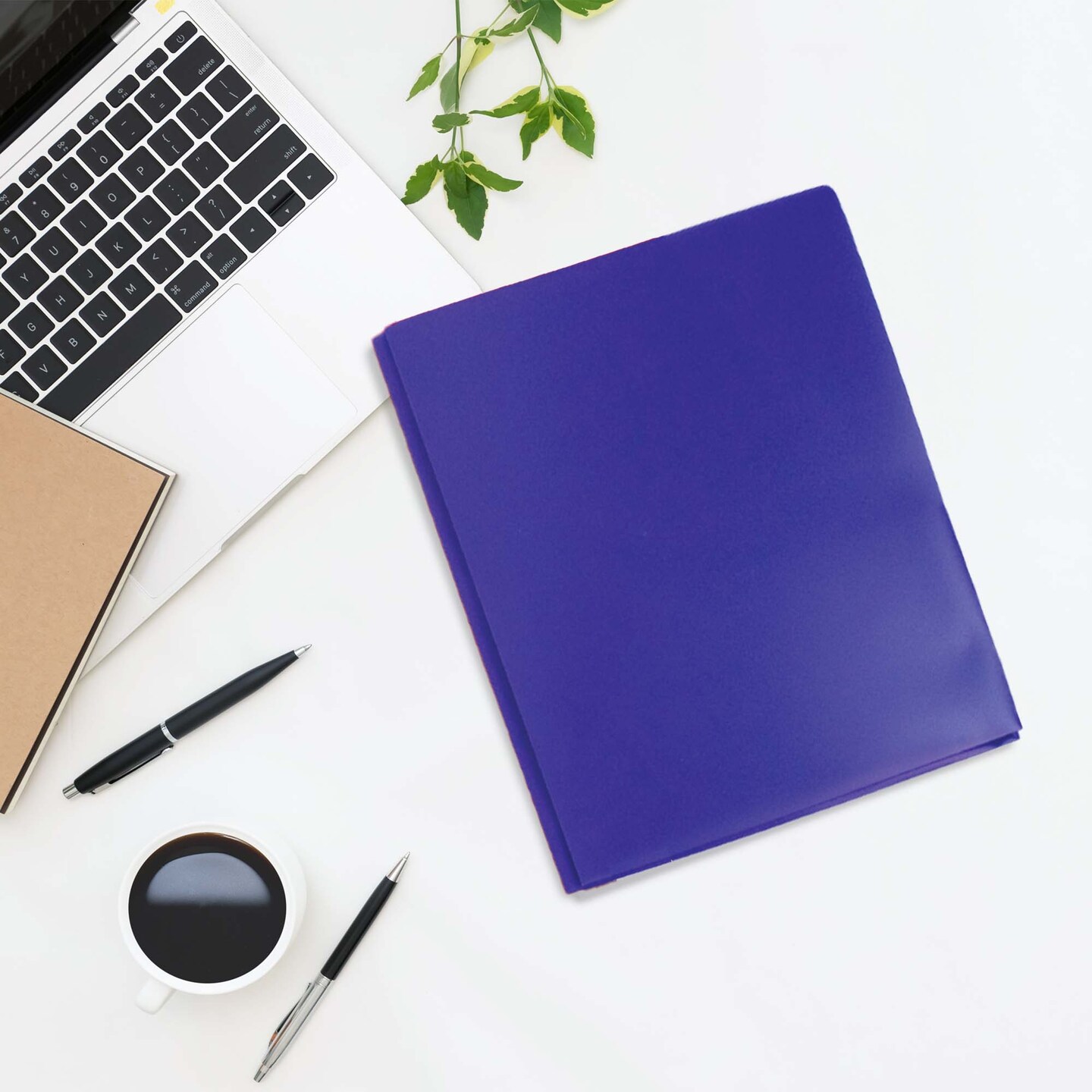 BAZIC Solid Color 2-Pockets Poly Portfolio - Solid Color w/ 3-Prong Fastener