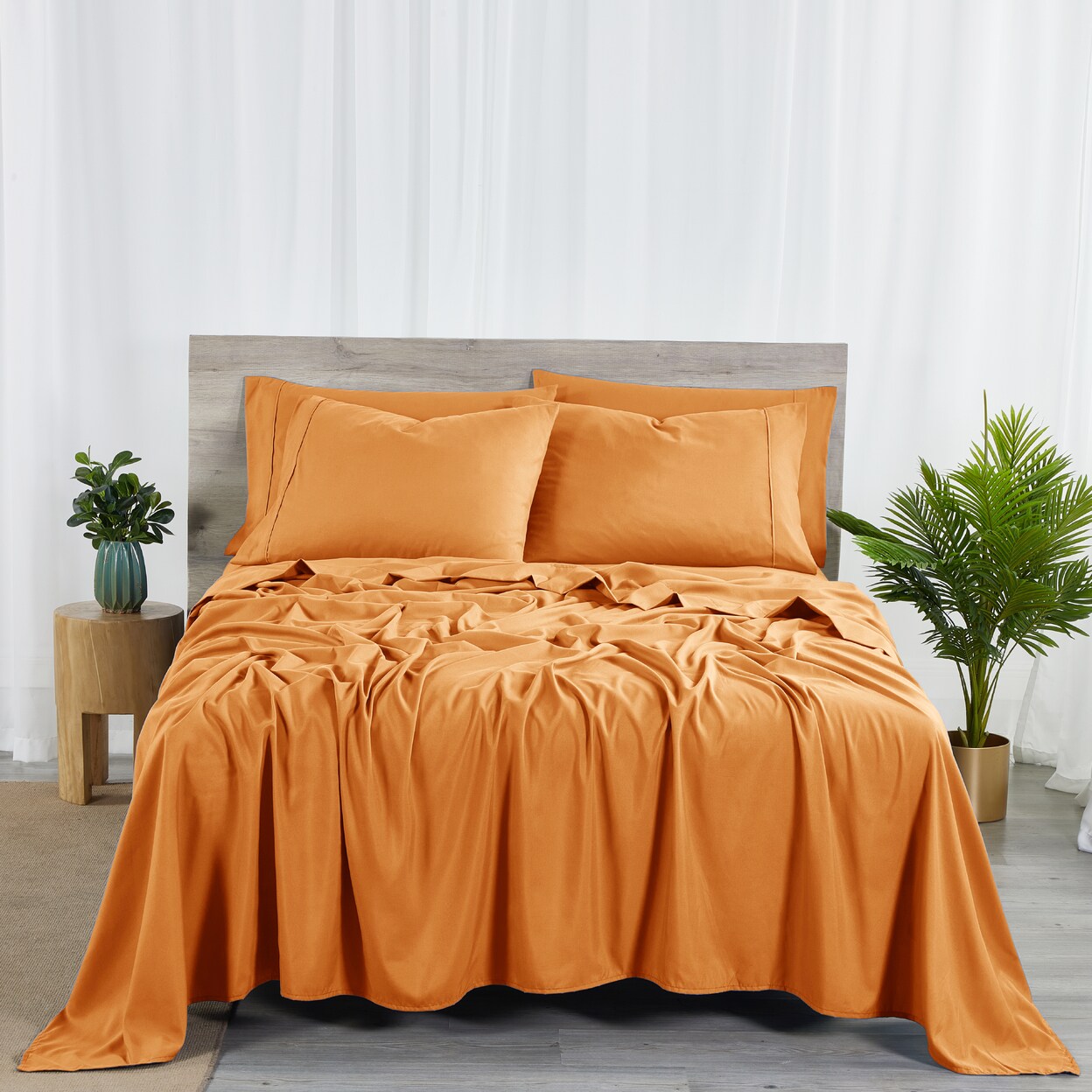 Bibb Home Bamboo Sheet Set 2000 Count 6-Piece Deep Pocket Soft Cool King