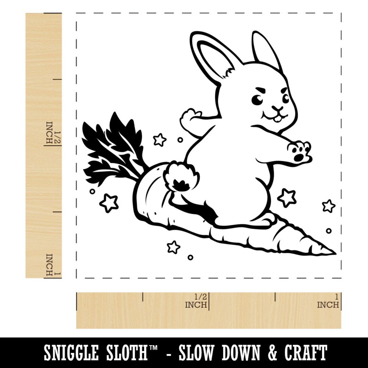 Cute Kawaii Bunny Rabbit Surfing on Carrot Easter Self-Inking Rubber ...
