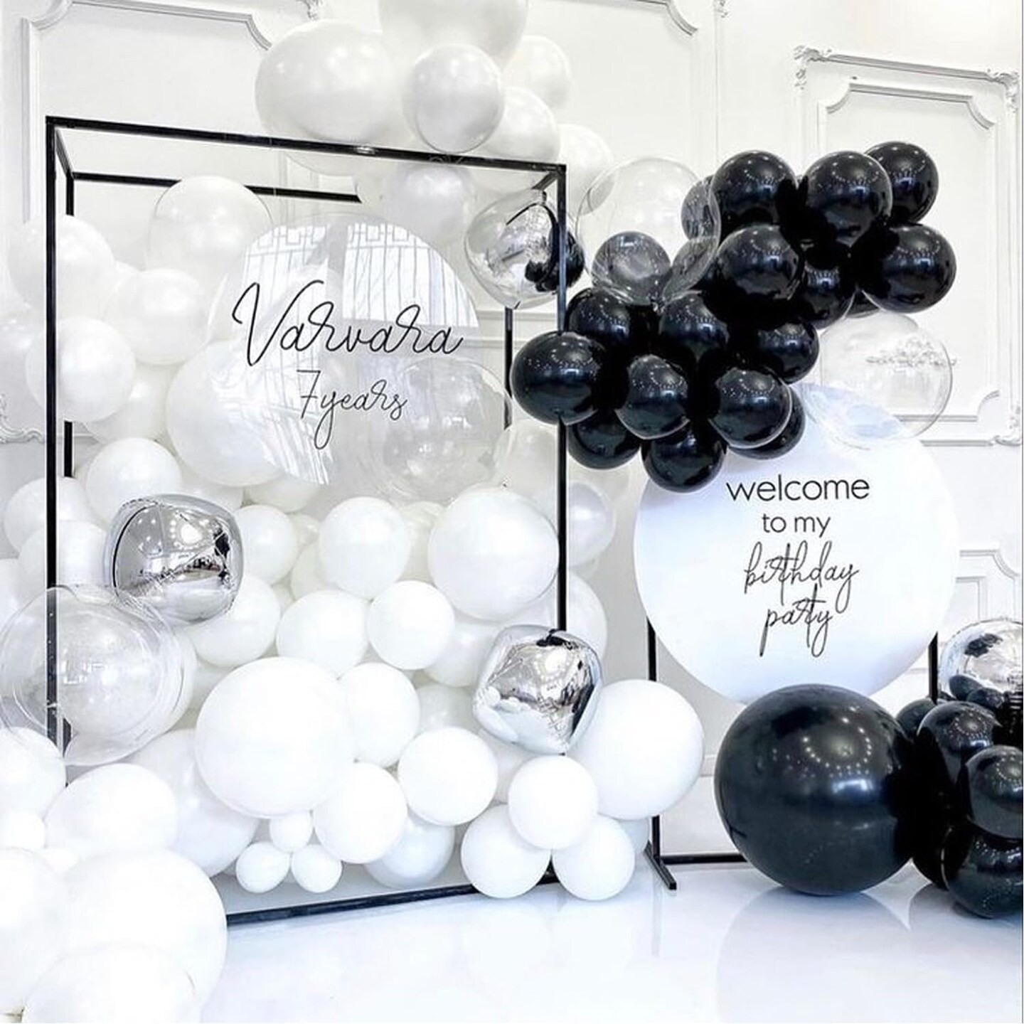 Black and White Balloon Garland Arch Kit, 124pcs White Black Confetti Latex Balloons for Baby Shower Birthday Graduation Wedding Engagements Anniversary Celebrations Party Decorations