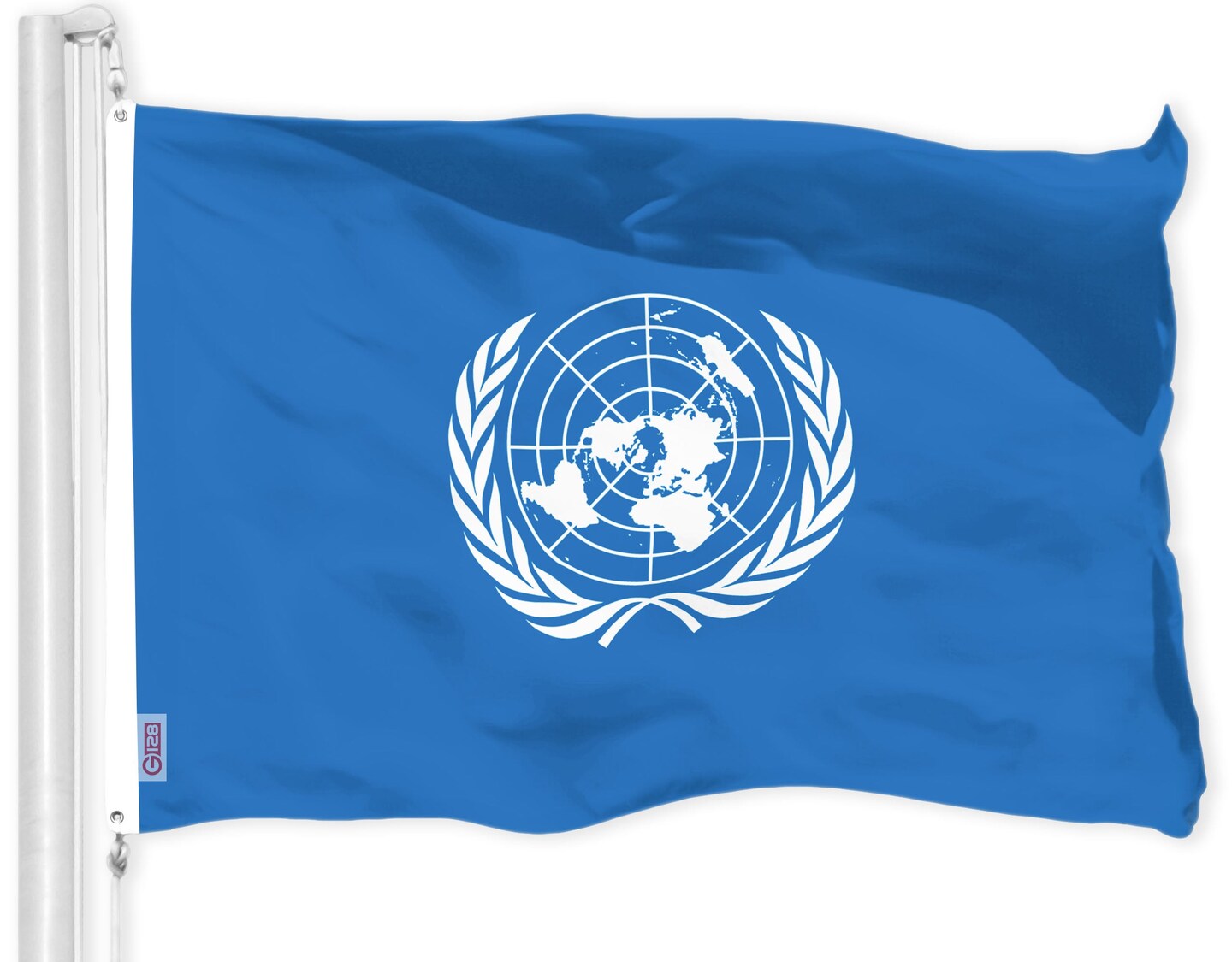 G128 United Nations Flag | 3x5 Ft | LiteWeave Pro Series Printed 150D Polyester | Indoor/Outdoor, Vibrant Colors, Brass Grommets, Thicker and More Durable Than 100D 75D Polyester