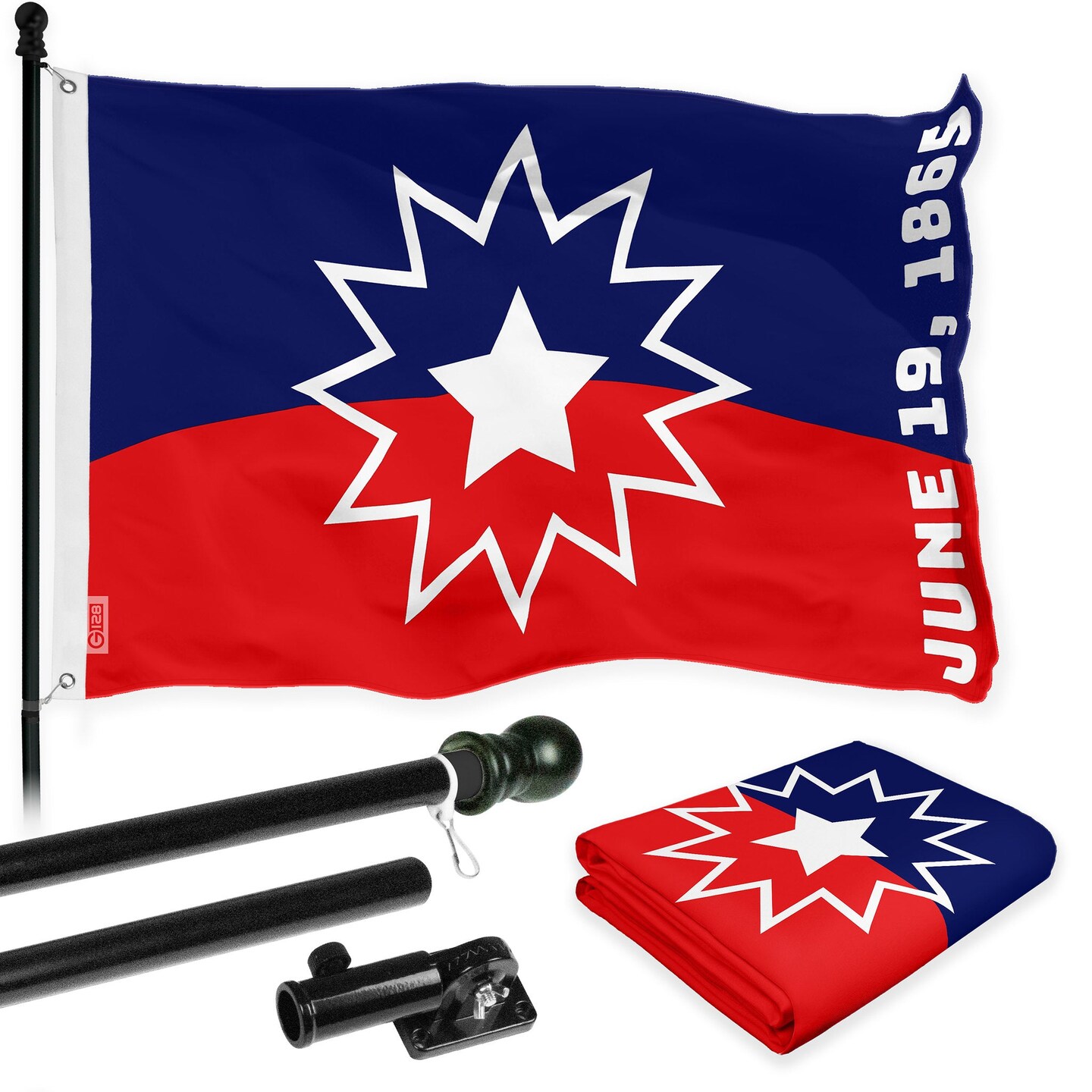 G128 Combo Pack: 6 Ft Tangle Free Aluminum Spinning Flagpole (Black ...