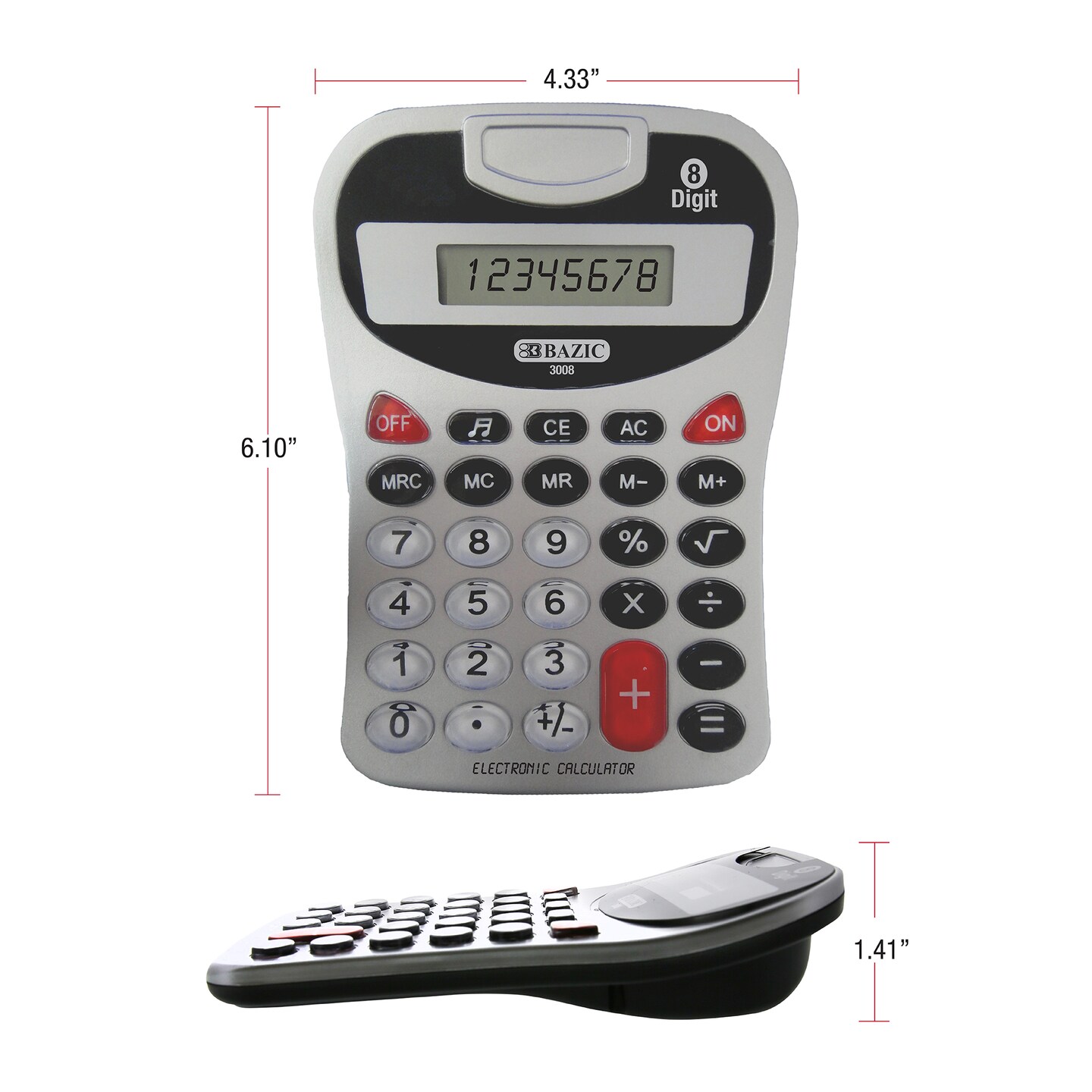 BAZIC Desktop Calculator 8-Digit Silver w/ Tone