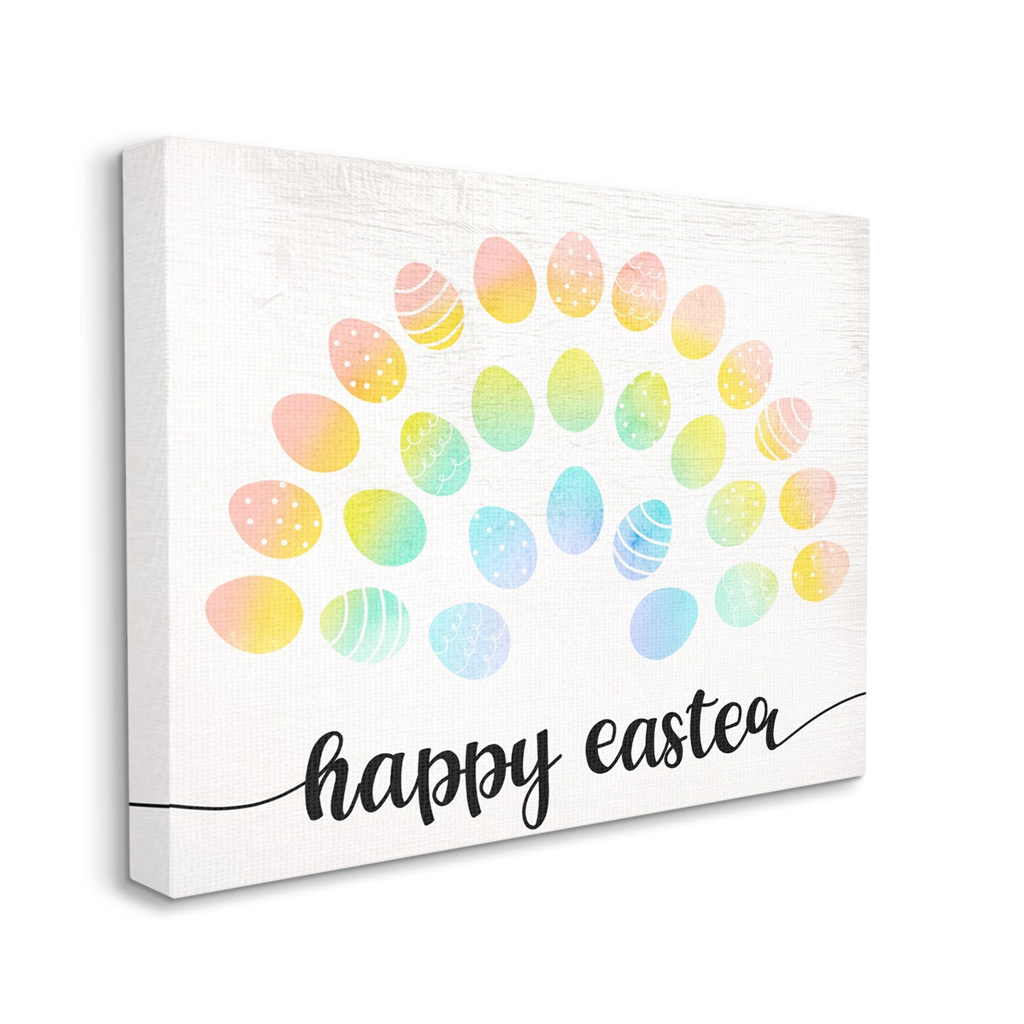 Stupell Industries Happy Easter Egg Rainbow Canvas Wall Art