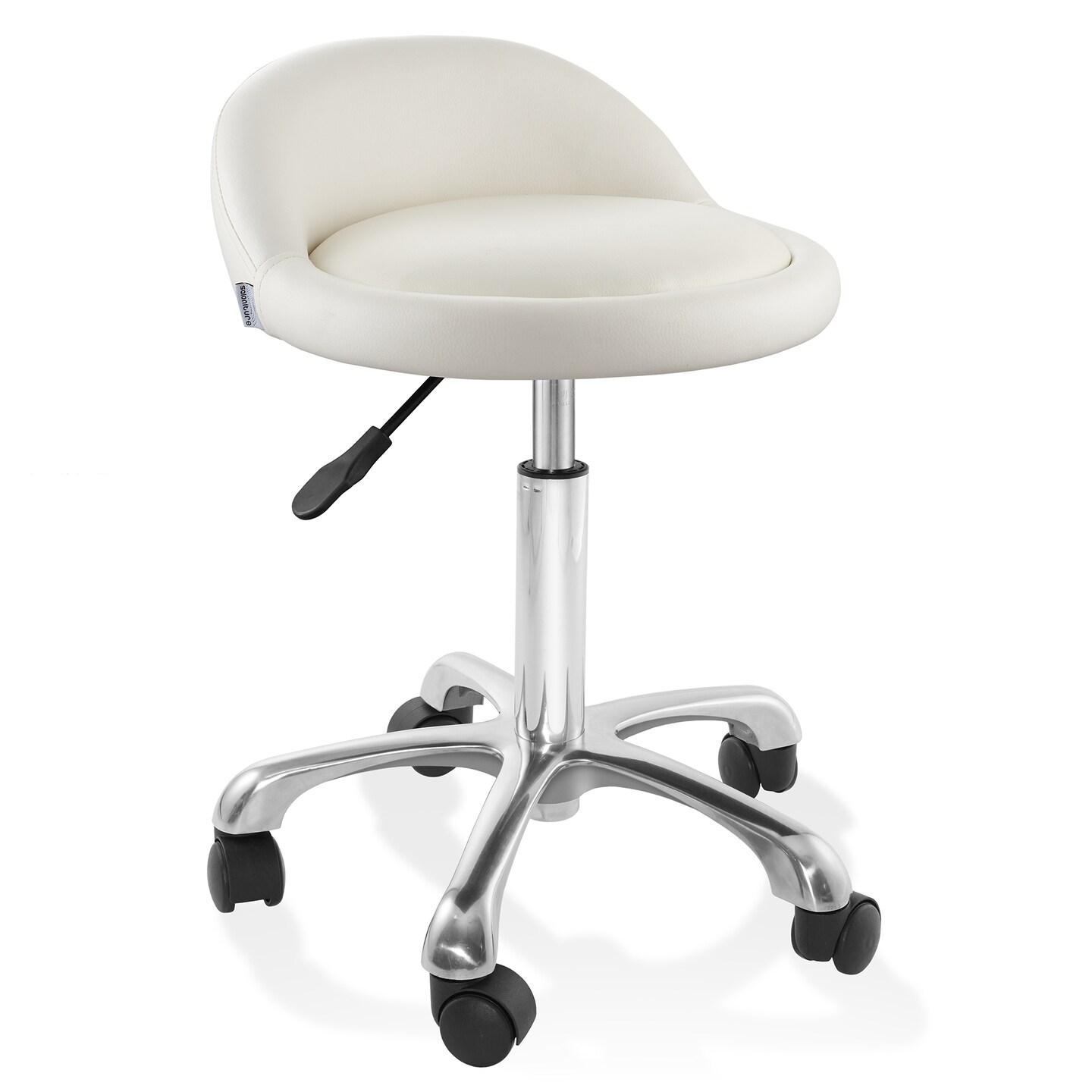 Saloniture Rolling Hydraulic Salon Stool with Low Backrest - Adjustable Swivel Chair for Spa, Shop, Salon, Massage, or Medical Office