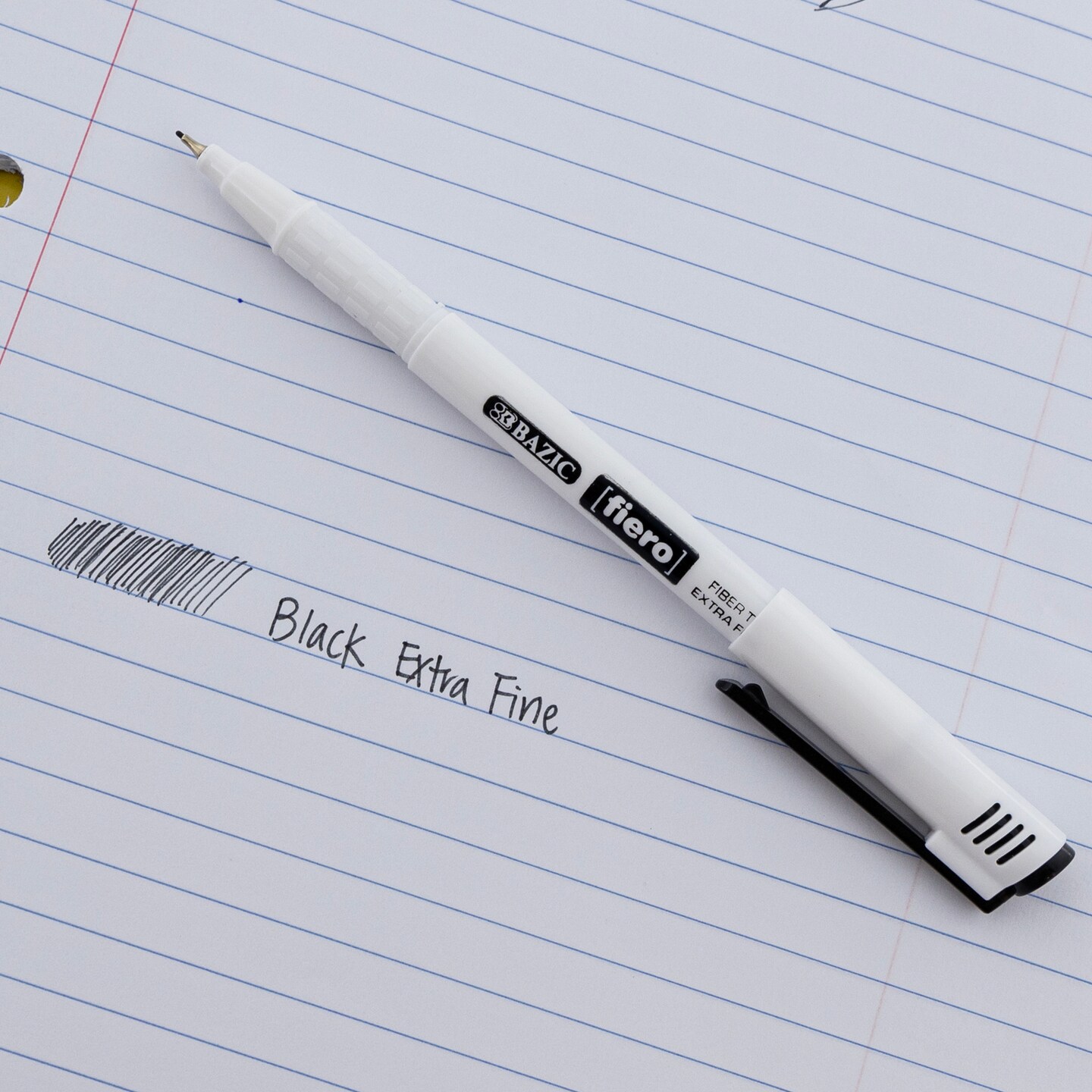 BAZIC Fiero Black Fiber Tip Fineliner Pen (4/Pack)