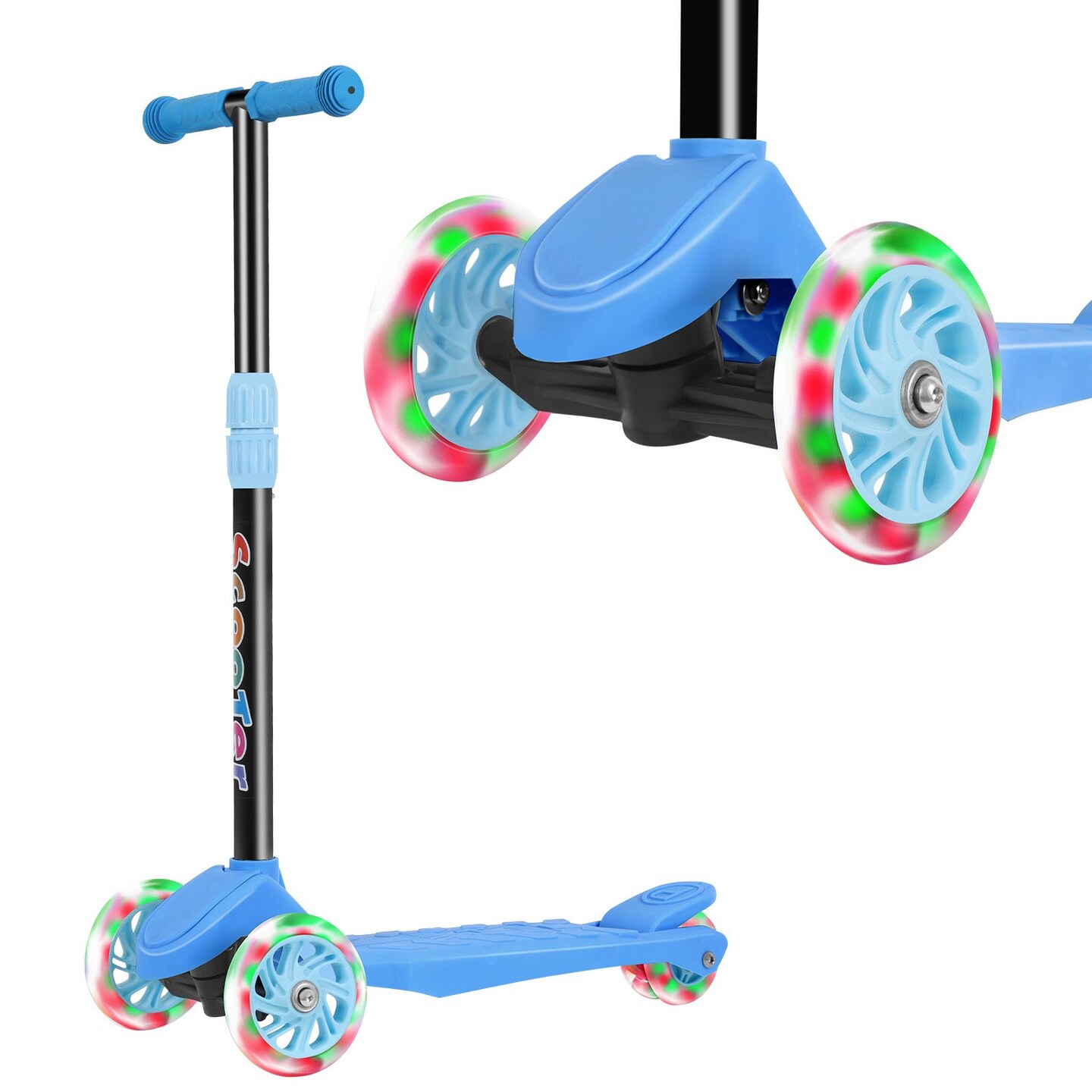 Kids Kick Scooter with Adjustable Height and Light Up Wheels