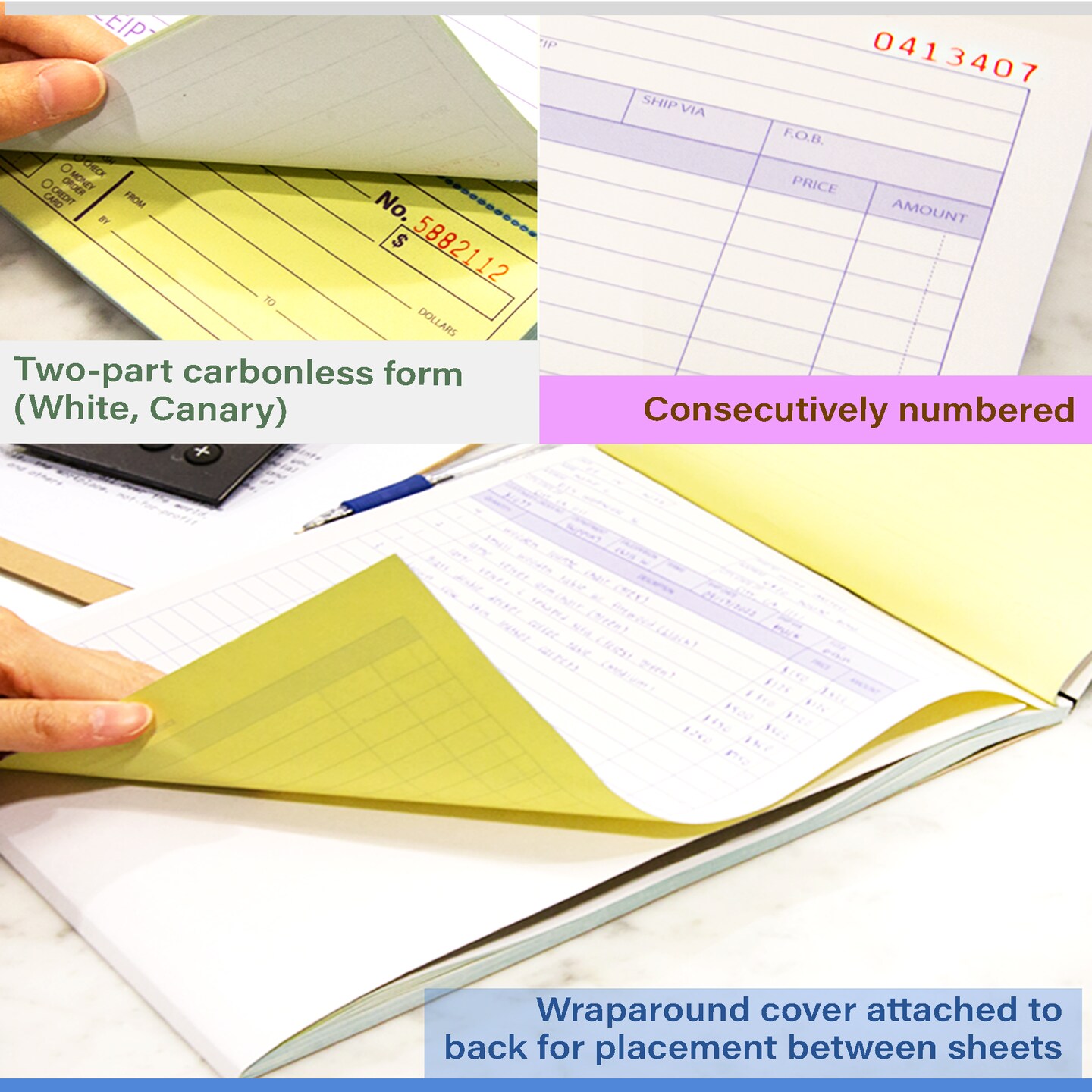 BAZIC All Purpose Order Book 2-Part Carbonless (50 Sets)