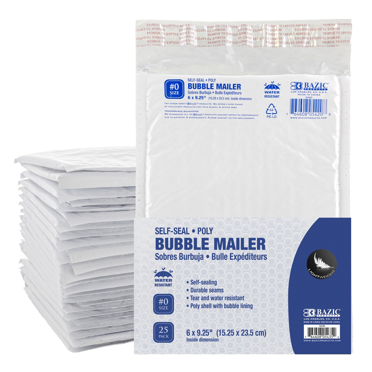BAZIC Poly Bubble Mailer (#0) 6&#x22; x 9.25&#x22; (25/Pack)