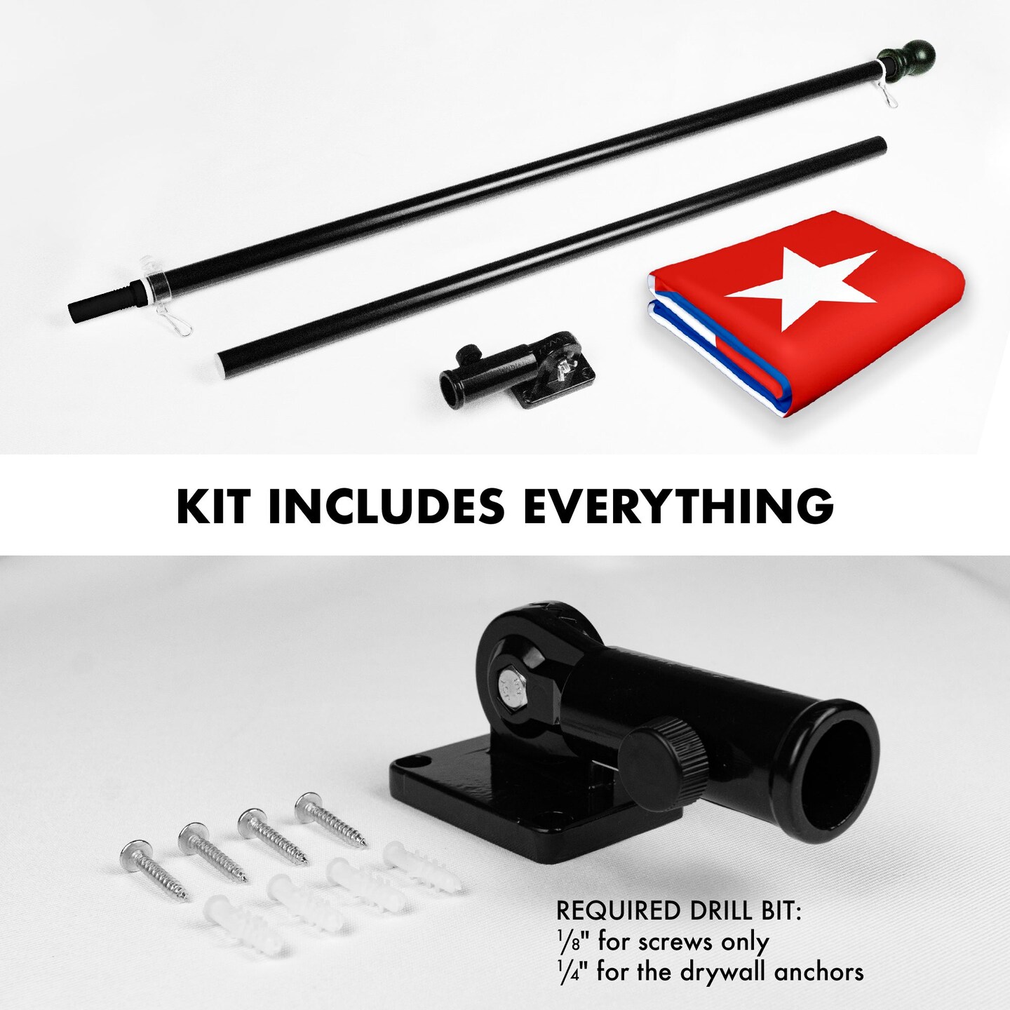 G128 Combo Pack: 6 Feet Tangle Free Spinning Flagpole (Black) Cuba Cuban Flag 3x5 ft Printed 150D Brass Grommets (Flag Included) Aluminum Flag Pole