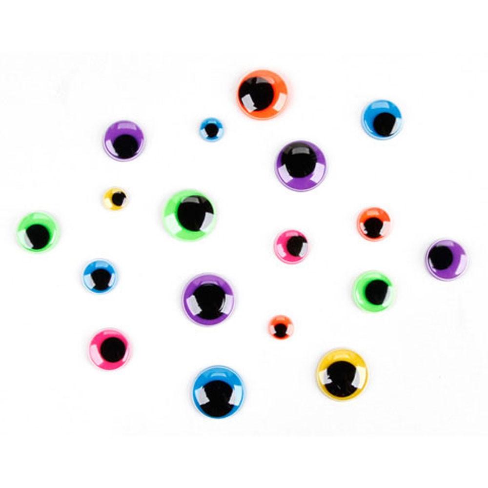 Set of 160 Neon Adhesive Eyes 0.4 - 1 Inch
