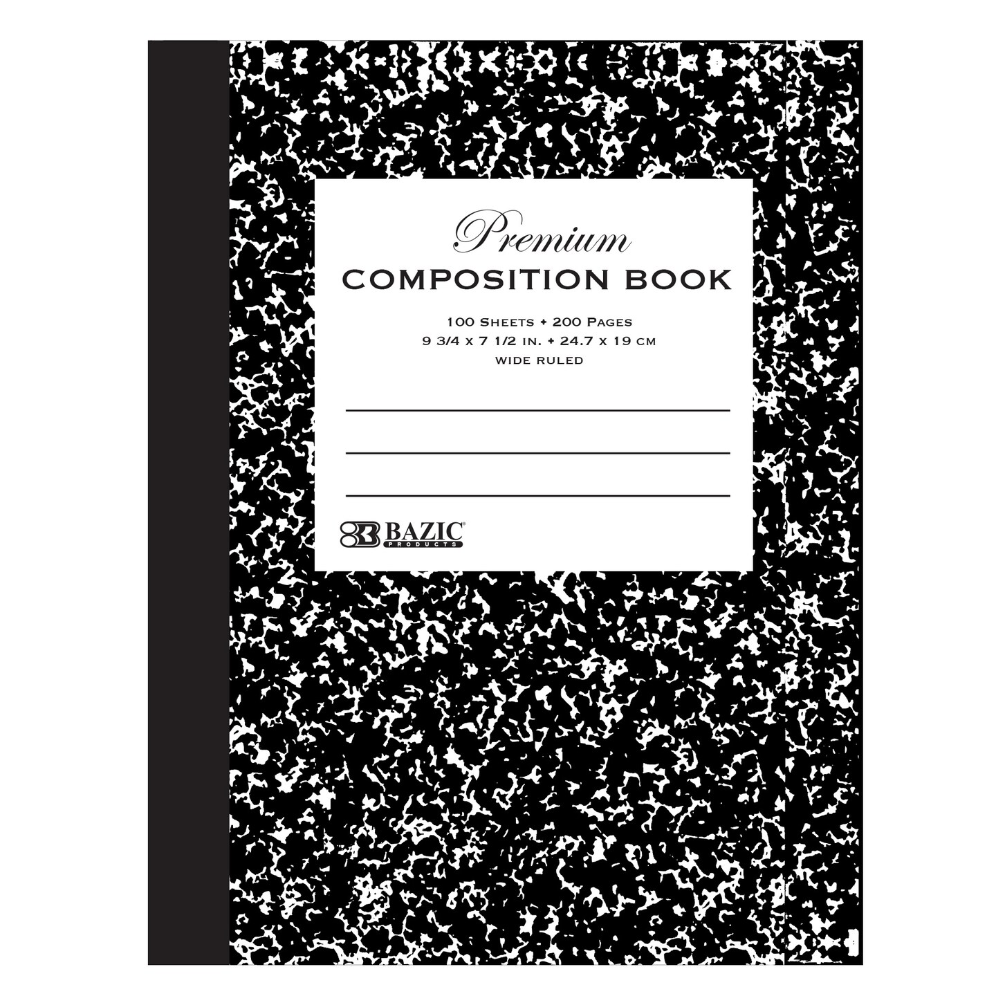 BAZIC Composition Book W/R Black Marble Premium 100 Ct.