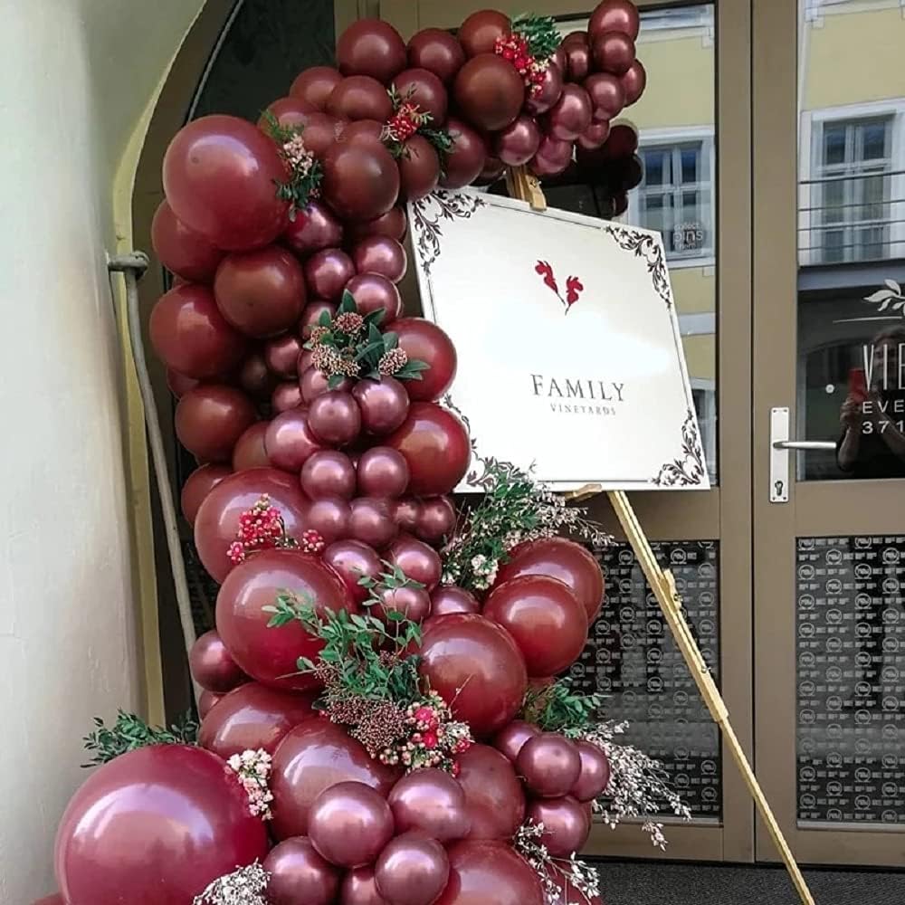 118pcs Burgundy Gold Balloon Arch Garland Kit Wine Red Metallic Gold Dot Confetti Balloons for Valentines Day Birthday Wedding Graduation Decorations Baby Shower Bridal Shower Globos