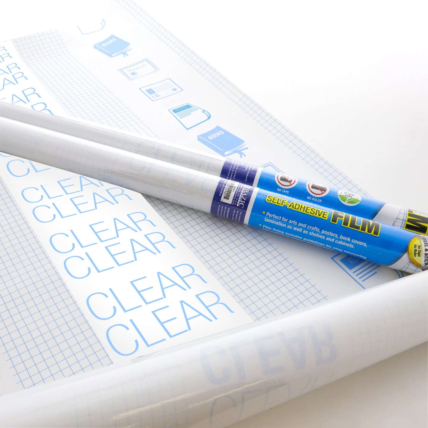 BAZIC 17.5&#x22; X 1.7 Yard Clear Self Adhesive Book Cover
