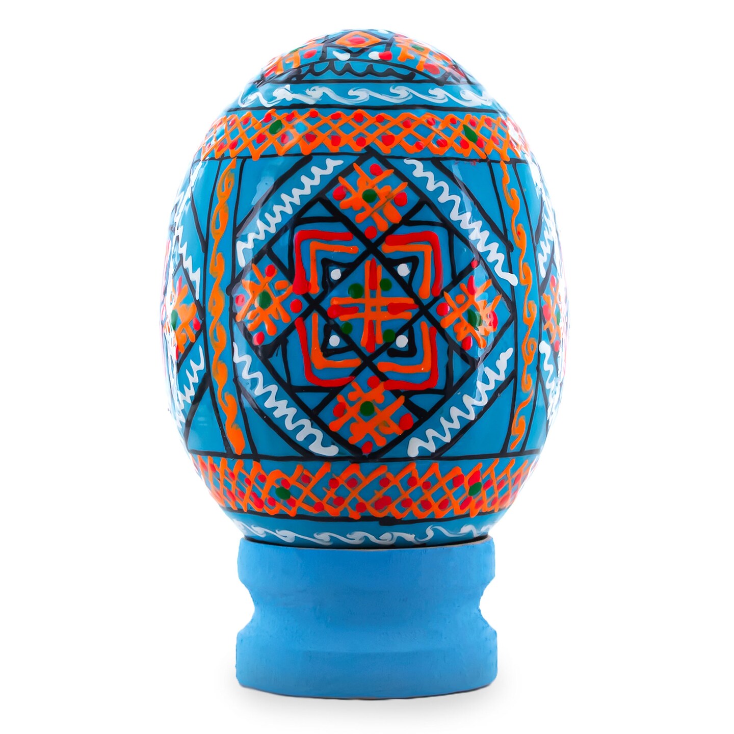 Geometrical Blue Ukrainian Wooden Easter Egg Pysanka on a Stand 3 ...