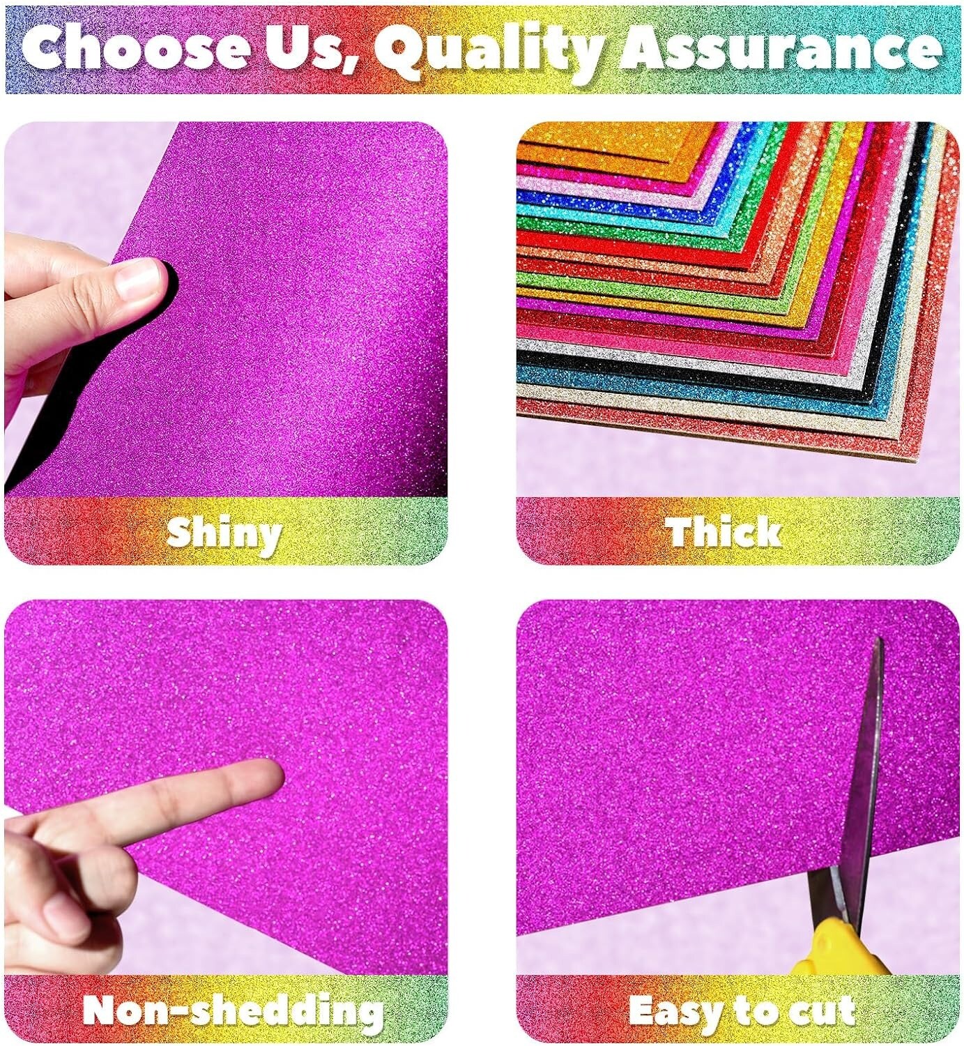 8.5x11 in Self-Adhesive Glitter Sticker 20 Colors Cardstock Paper 40 Sheets